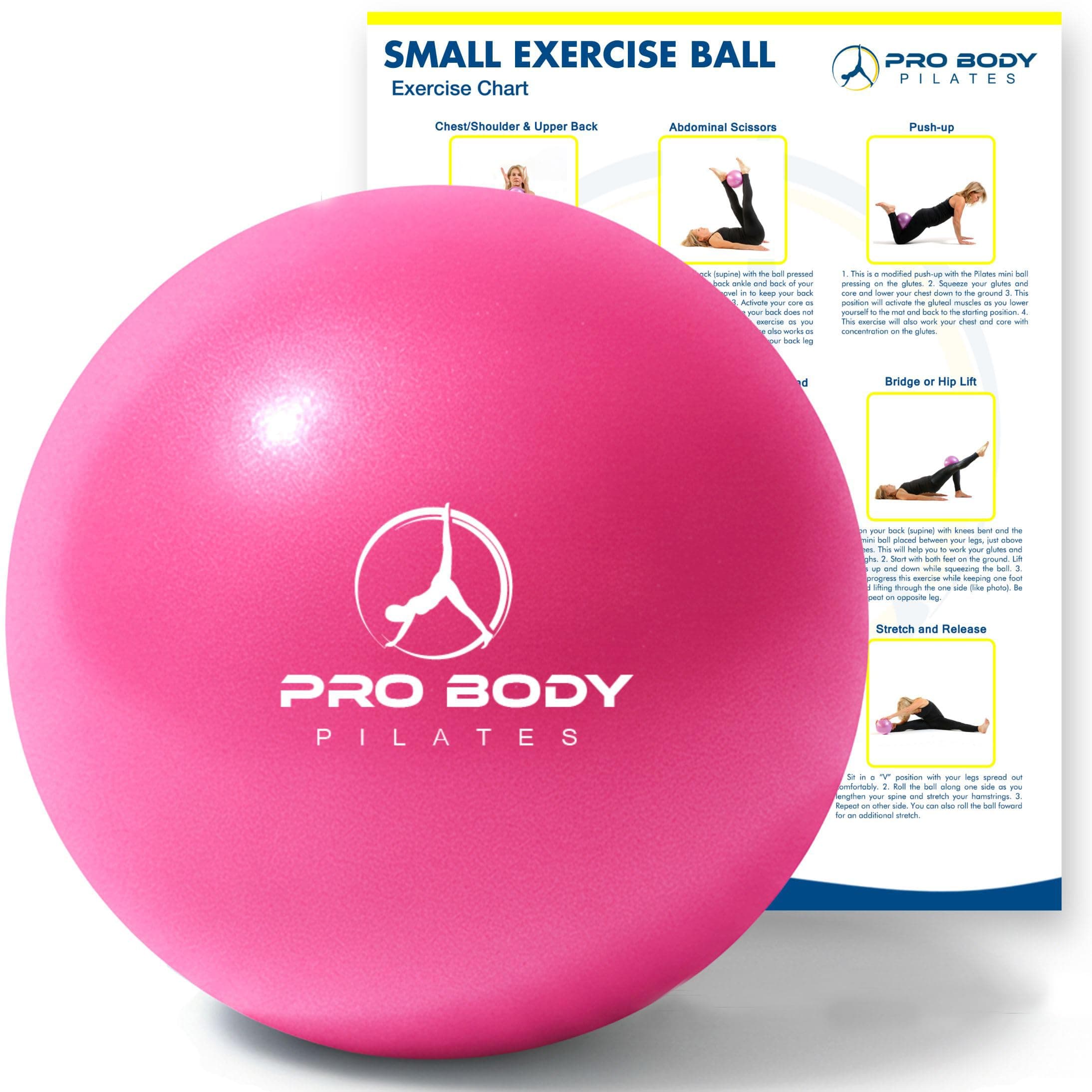 ProBody Pilates 9 Inch Barre Ball, Small Exercise Ball, Training Ball for Stability, Core, Physio and Physiotherapy, Pink