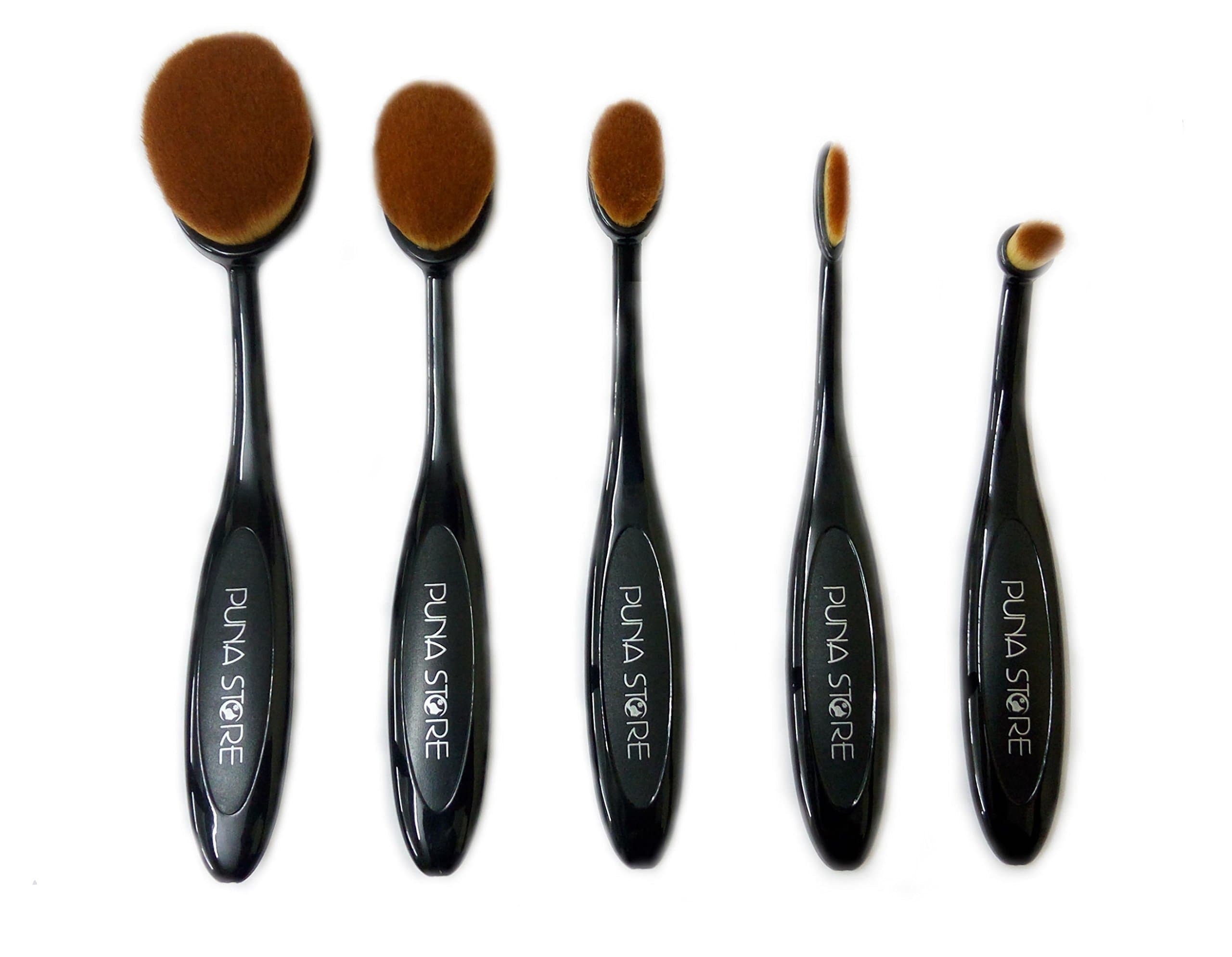 Puna Store® Oval Makeup Brush Set, Black, 5 Pieces