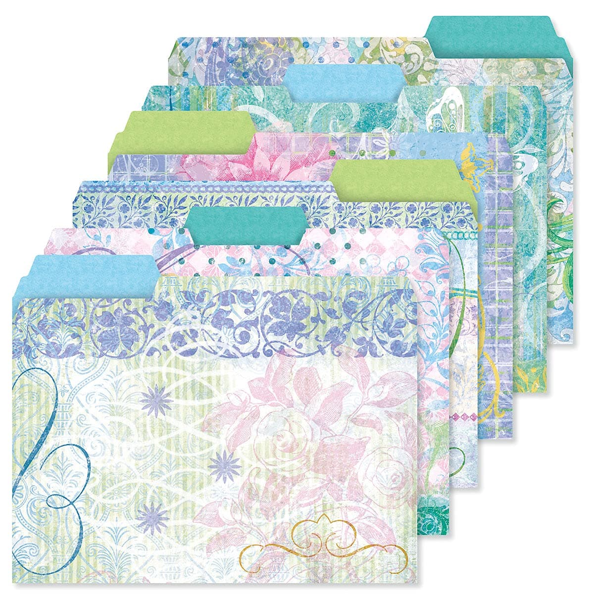 Current Floral Fun File Folders Value Pack - Bulk Set of 24, 6 Pretty Decorative Designs, 1/3 Cut Tabs, Heavy-Duty Paper Stock, Office Supplies for Home & Work, 9-½” x 11-¾” Letter Size