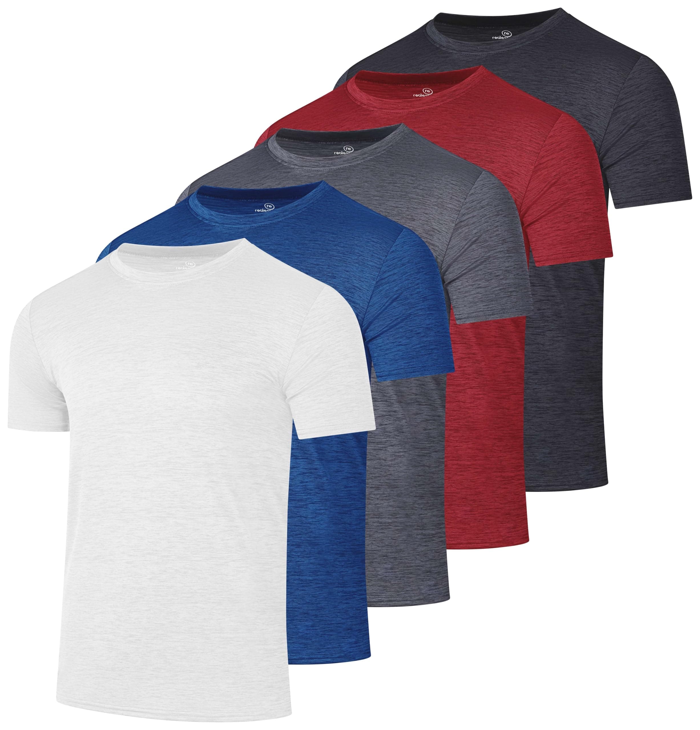 Men's Mens Dry-fit Moisture Wicking Active Athletic Performance Crew T-Shirts T-Shirt (Pack of 5)