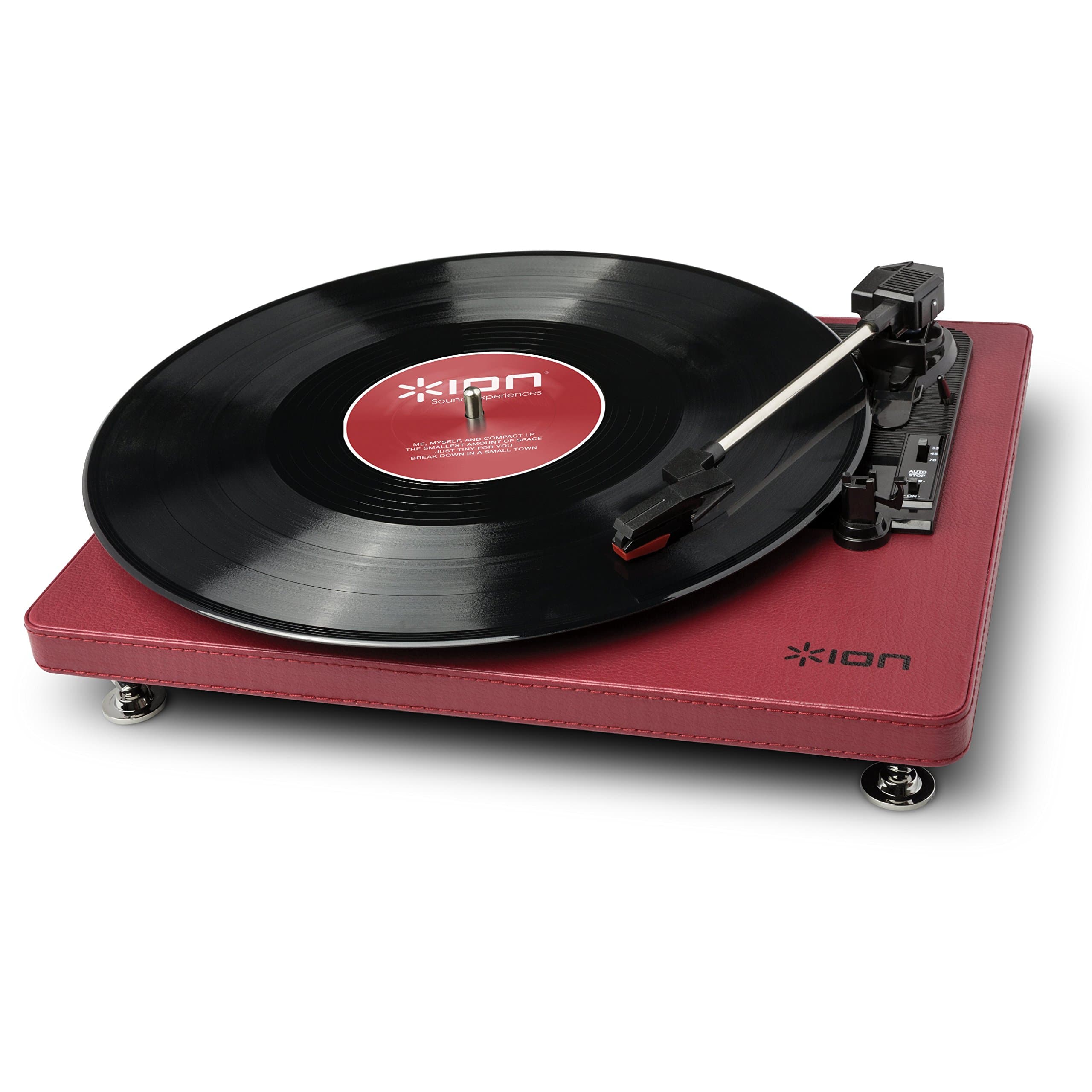 ION Audio Compact LP 3-Speed with USB Digital Conversion Turntable in Burgundy