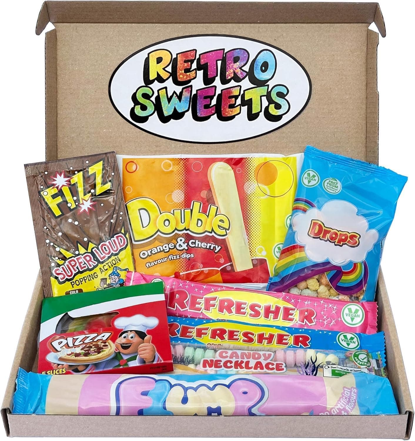 Retro Sweets Gift Box. Packed with Sweet. Hamper Letterbox Gift for Women, Men & Kids. Perfect Present for Get Well Soon, Birthday, Thank You, Fathers Day