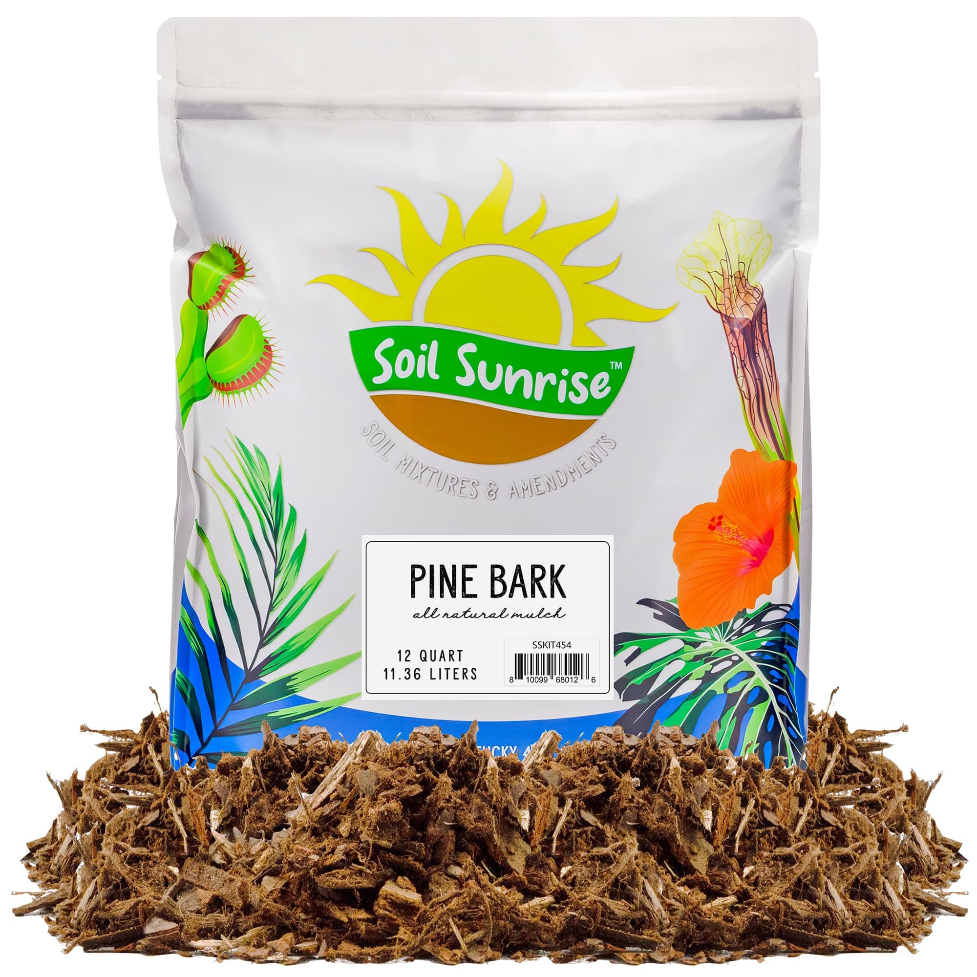 Soil Sunrise 100% Natural Pine Bark Mulch Nuggets (12 Quarts) Small Chips for Indoor/Outdoor Container Gardening, Ideal for Soil Supplement, Houseplant Topper, and Terrariums