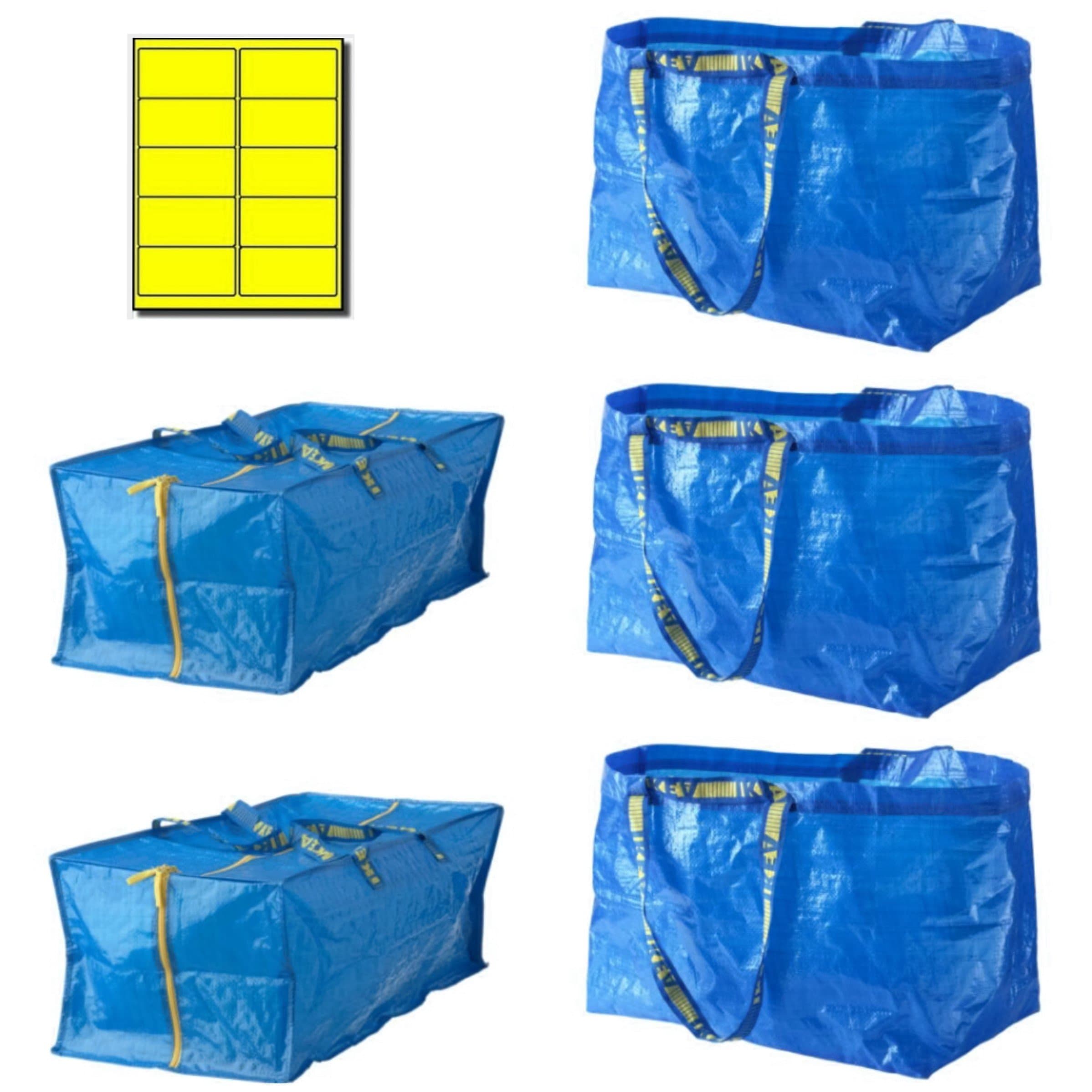 Bundle: IKEA Frakta 5 Bag Variety Pack with 10 ECO Yellow Labels Uline (5, 2 Zipper Bag 3 Totes)