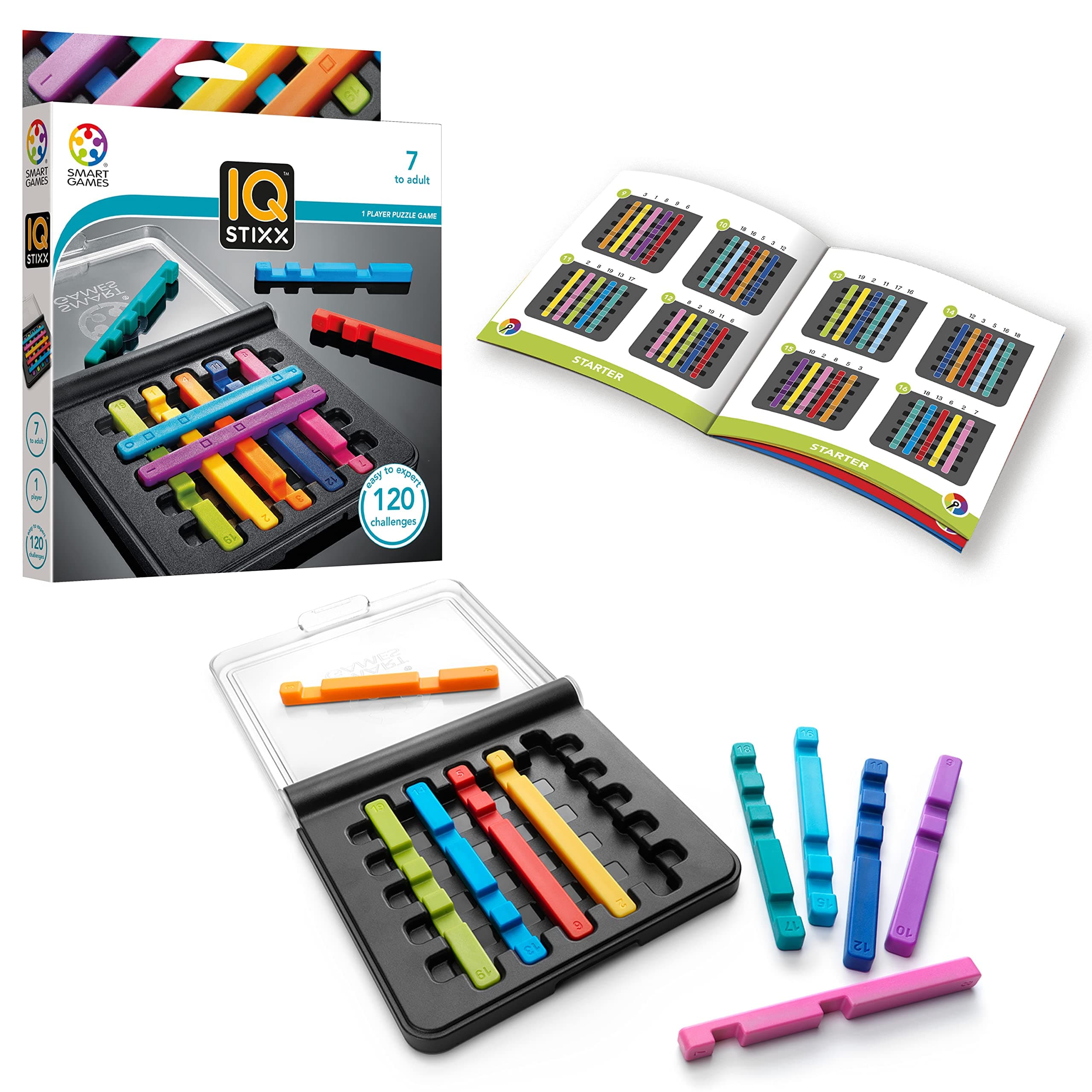 IQ Stixx Stacking Travel Game with 120 Challenges for Ages 7 - Adult