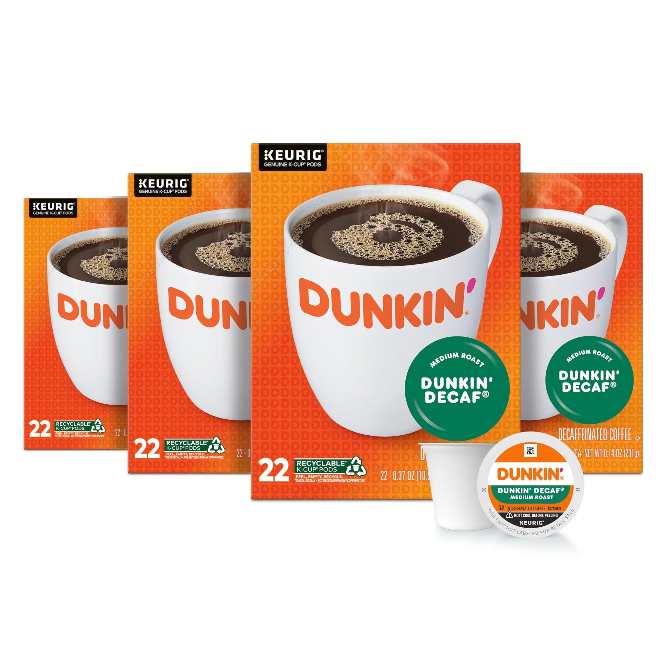Donuts Decaf Medium Roast Coffee, 88 Keurig K-Cup Pods