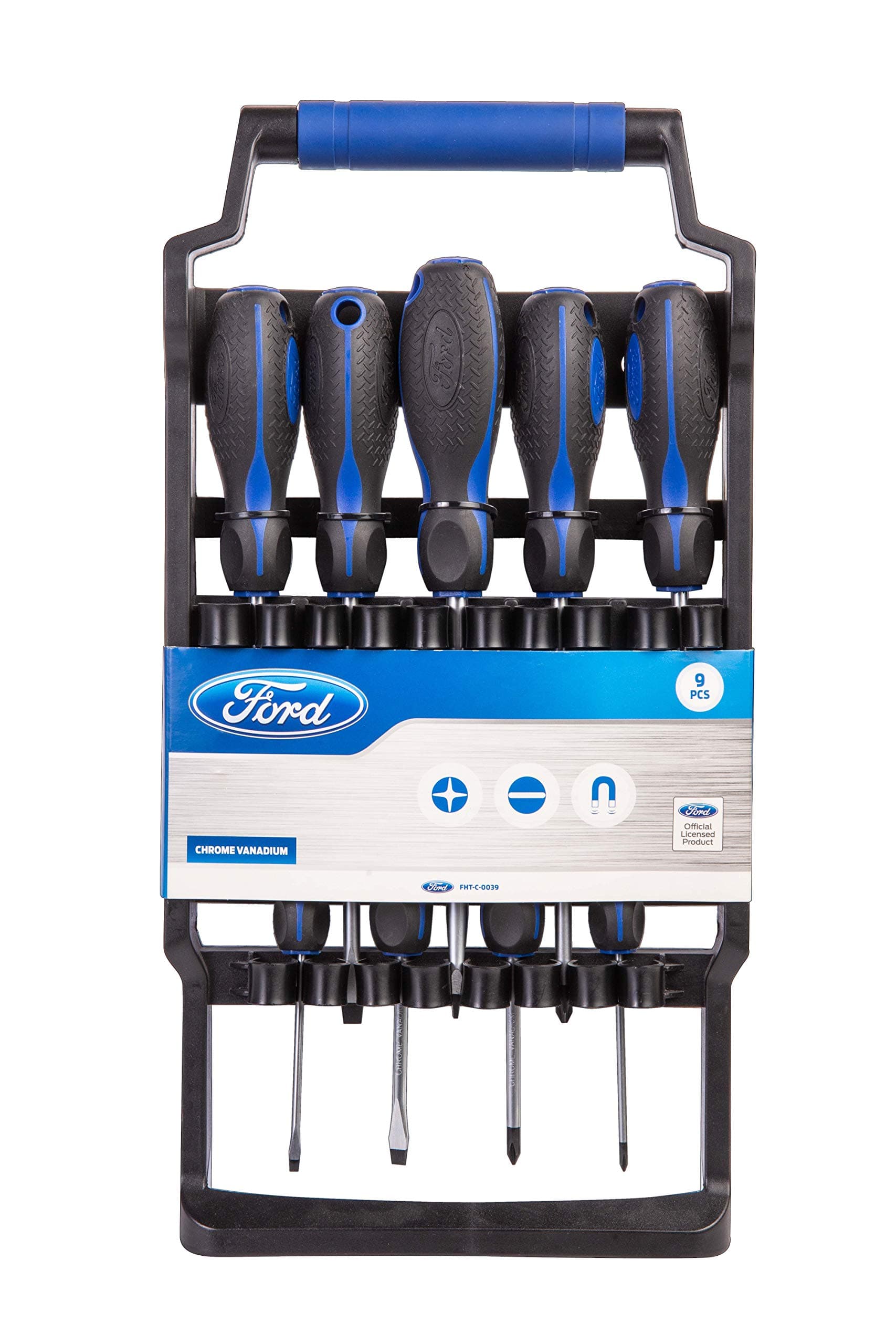 FordTools 9 Pieces Chrome Vanadium Screwdriver Set, Fht-C-0039
