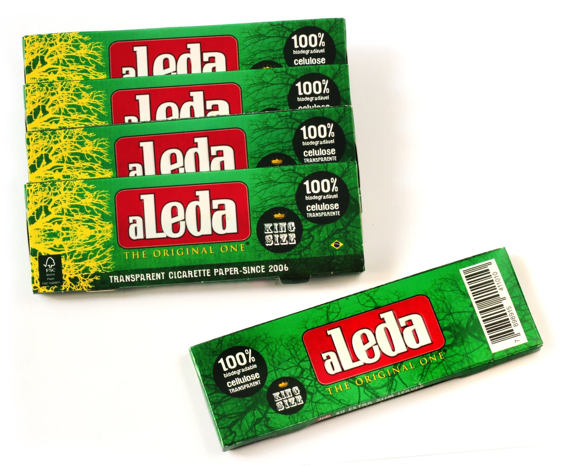 5 booklets - aLeda Transparent rolling paper King Size from Brazil - total 200 papers