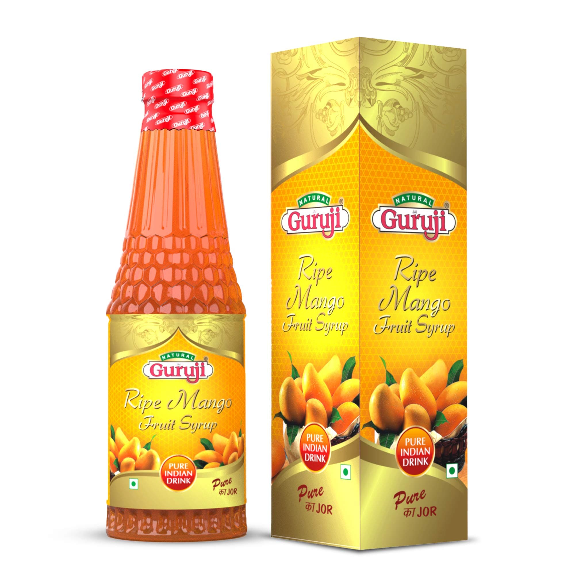 Jai Guruji Ripe Mango Fruit Syrup Sharbat Instant Refreshing Drink For Summer (Mix with milk or Water or Soda) 750ml