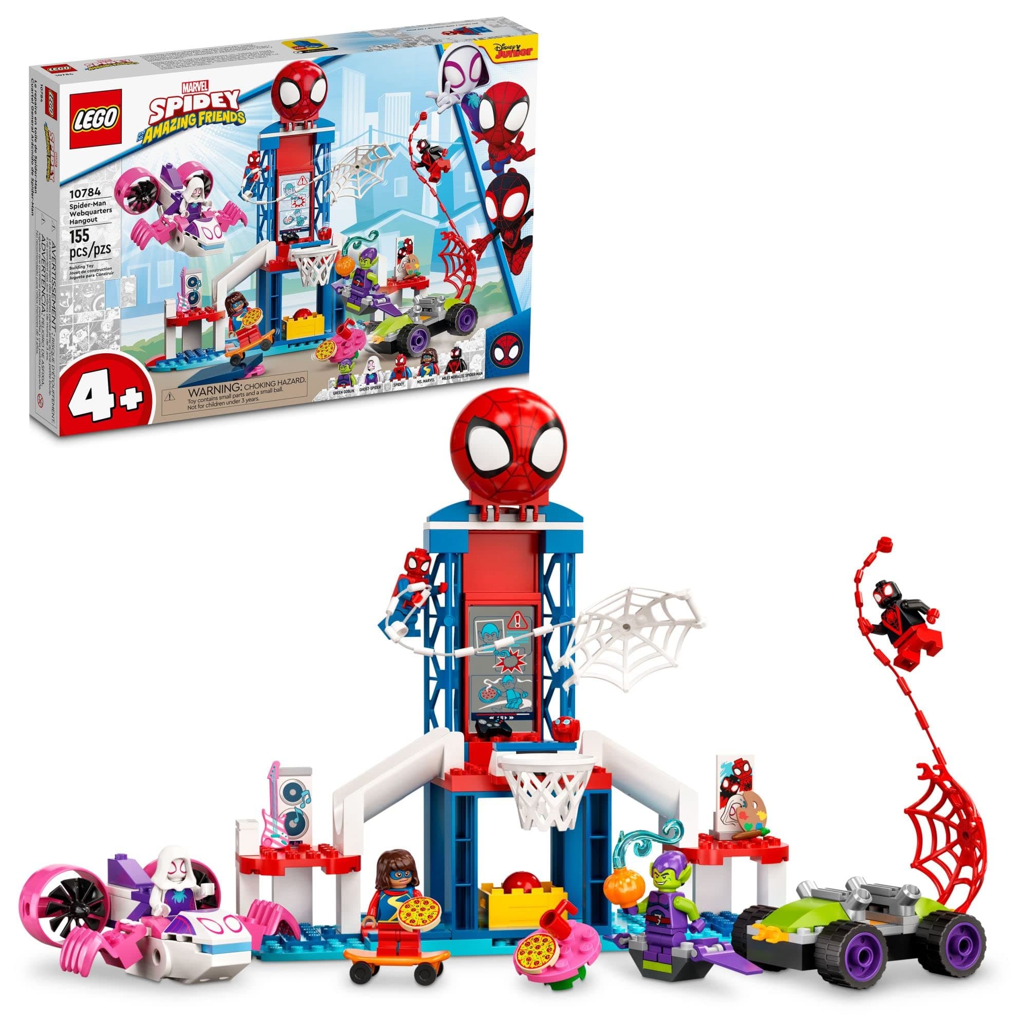 Marvel Spider-Man Webquarters Hangout 10784 Building Set - Spidey and His Amazing Friends Series, Spider-Man, Miles Morales, and Green Goblin Minifigures, Toys for Boys and Girls Ages 4+