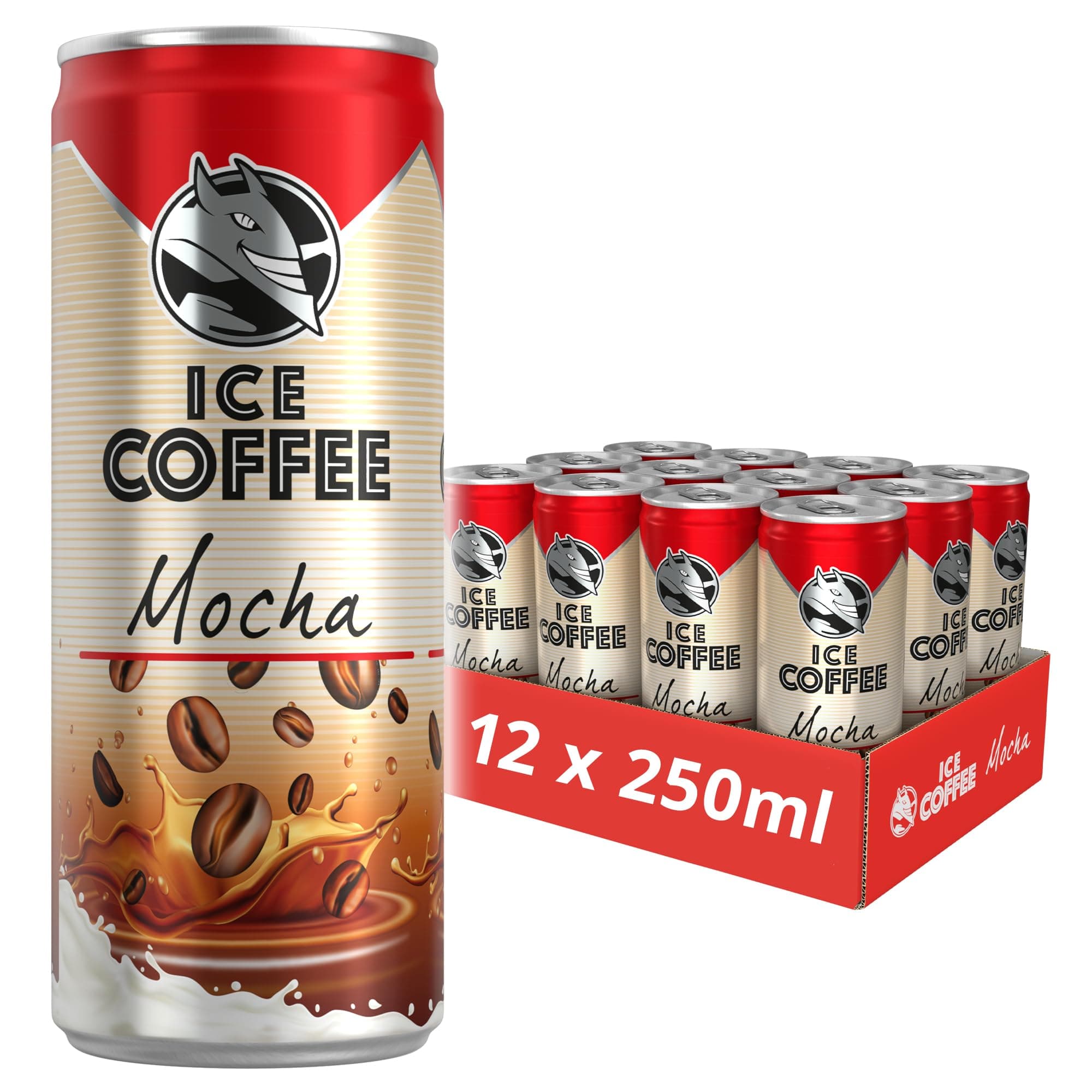 HELL Ice Coffee Mocha | 12 x 250ml Cans Multipack | 40mg/100ml Caffeine | Contains Arabica Coffee Extracts | 70% UHT Milk | Iced Coffee | Ready To Drink