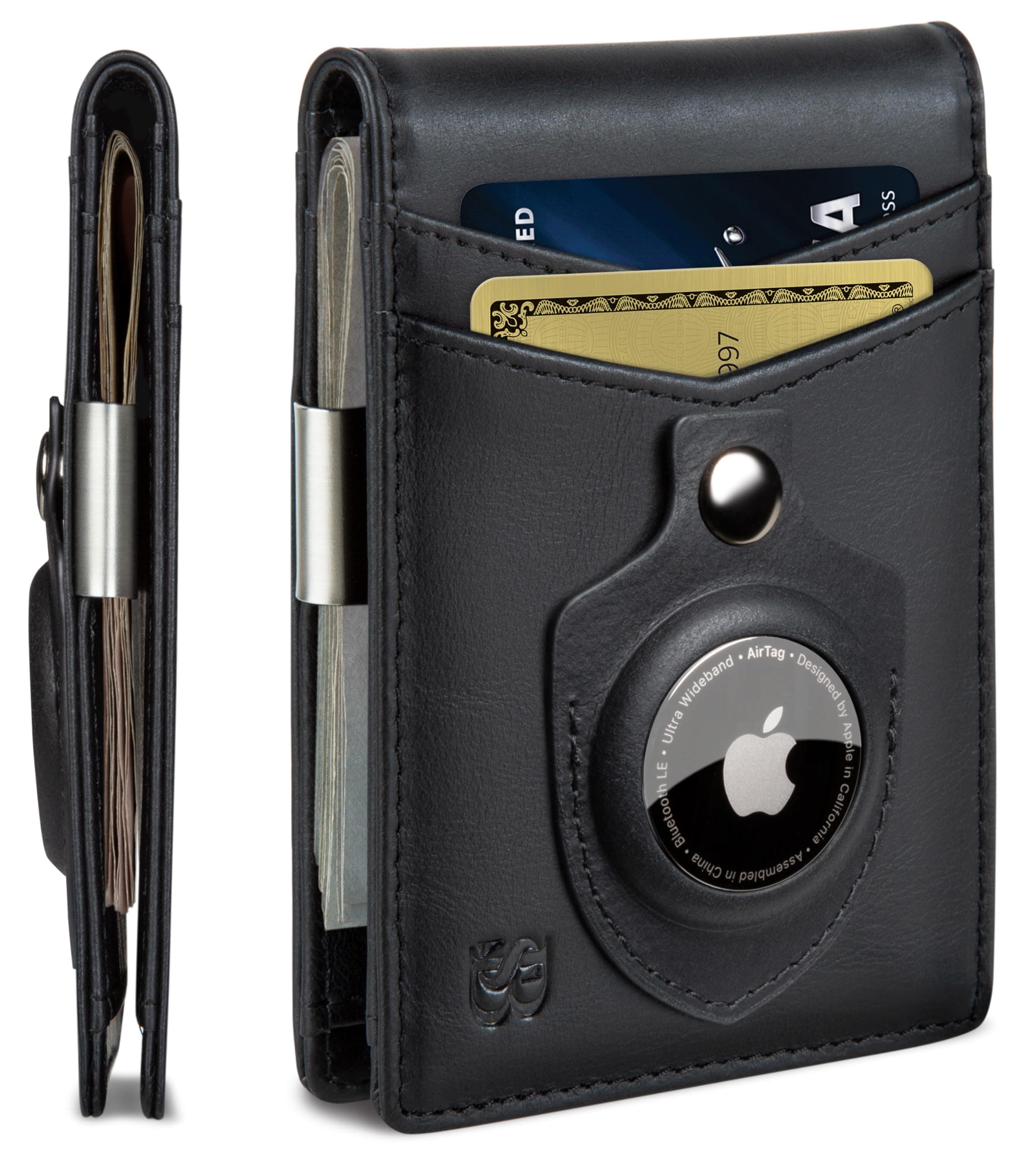 SERMAN BRANDS Mens Slim Front Pocket RFID Blocking Card Holder Wallet with Minimalist Design - Folds Easily