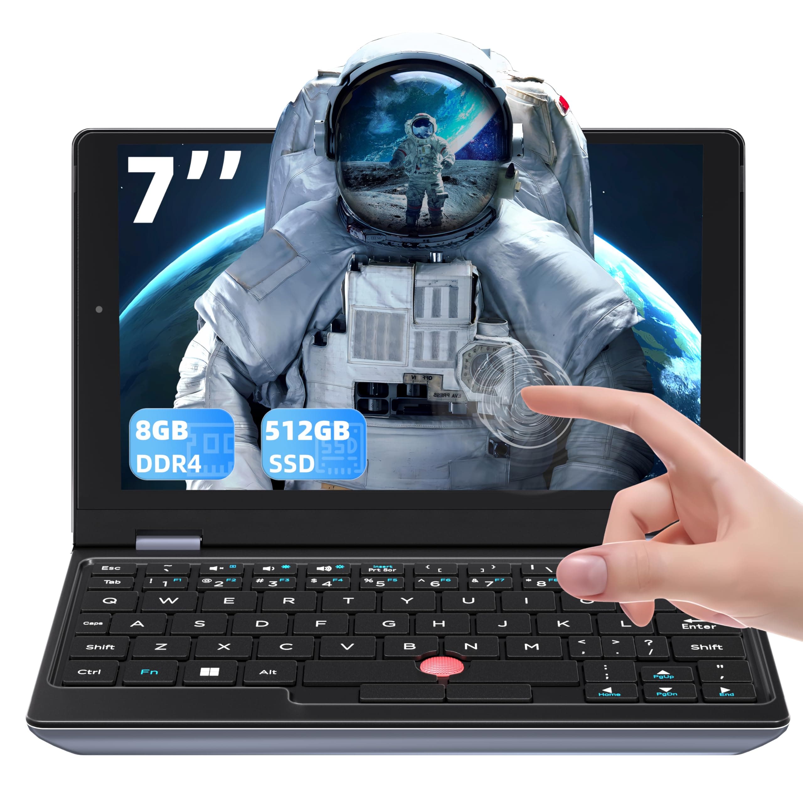All Metal 7'' HD Touchscreen Ultra-Light Mini Laptop: Alder Lake N95 CPU 8GB RAM,512GB SSD, Win 11 Pro PC, WiFi, USB3.0, Mini HDMI, TF Card - for Business and Students (8G+512GB)