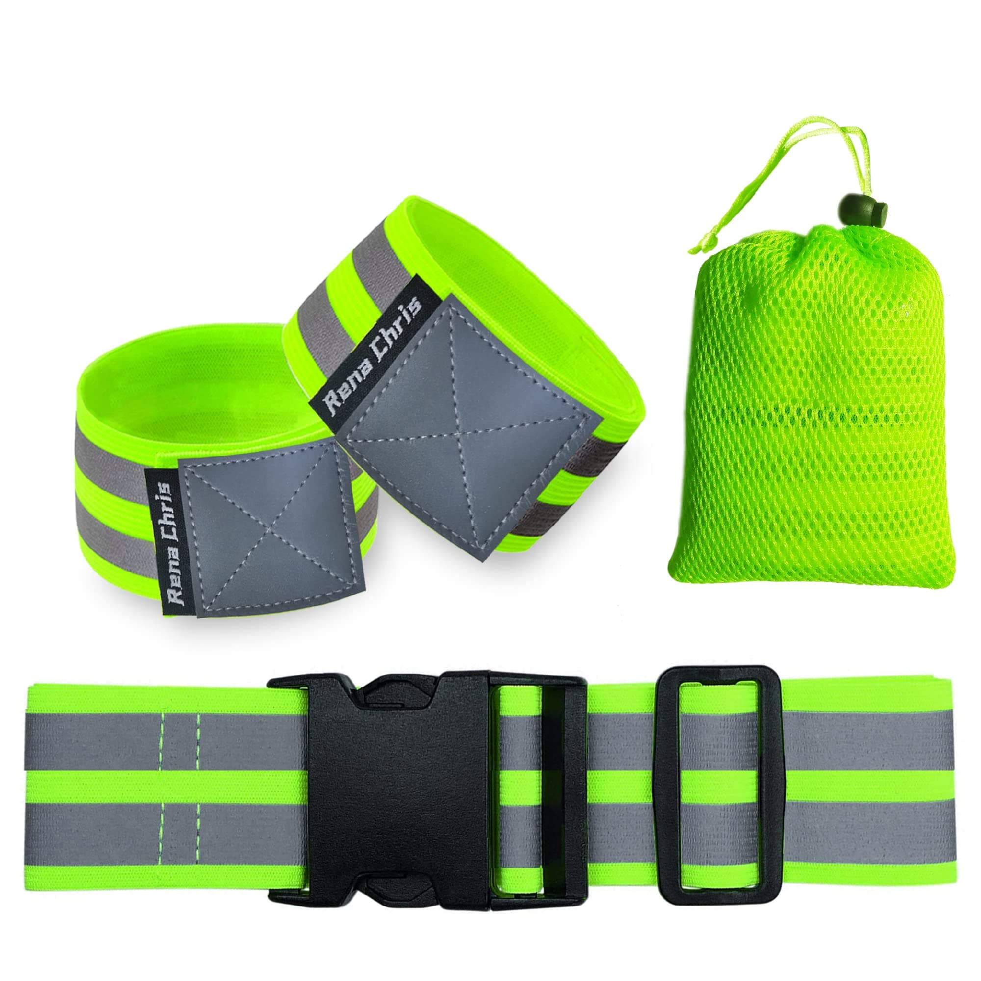 Reflective Belt, Reflective Running Gear, High Visibility Reflective Safety Running Belts for Women, Night Walking Safety Gear with Belt and Armbands, Ditch The Reflective Vest