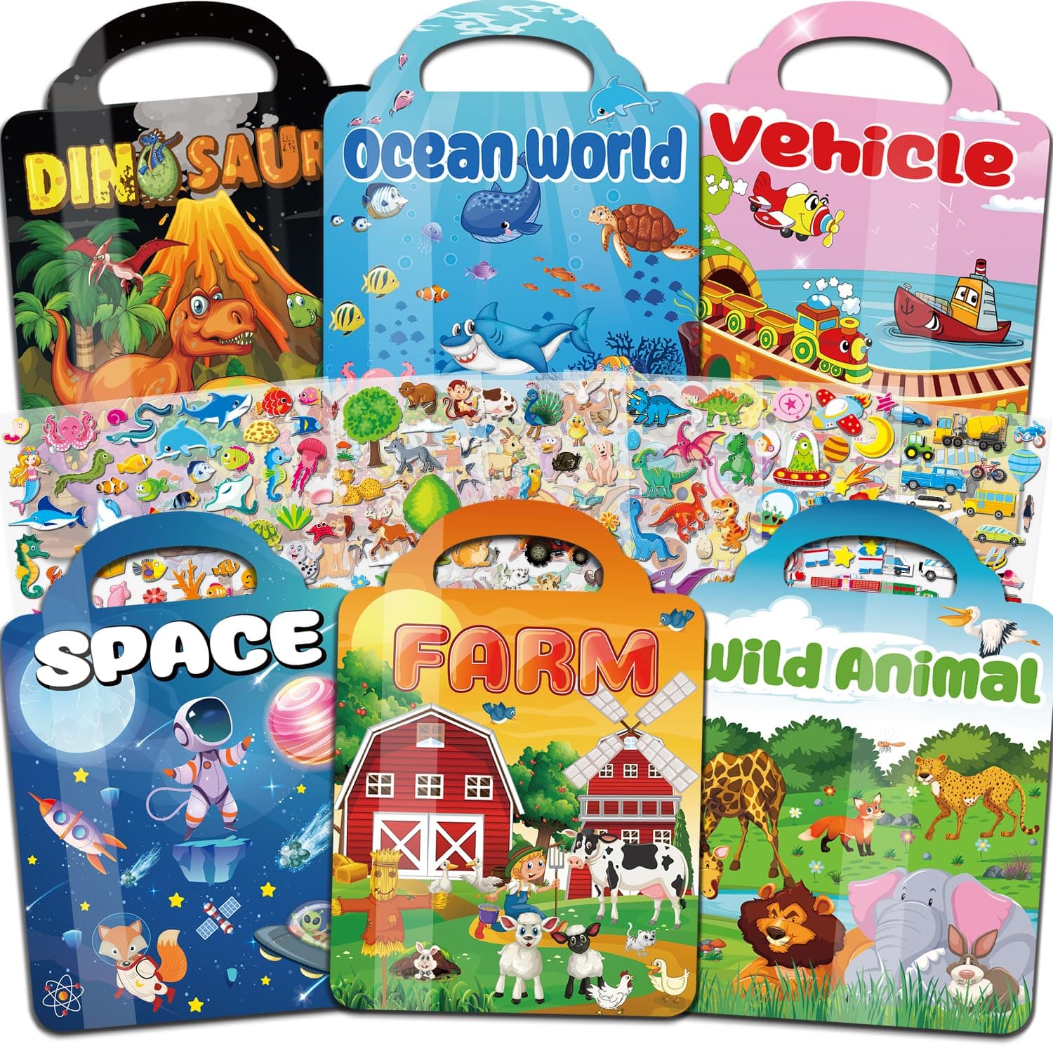 6 Pack Reusable Sticker Book