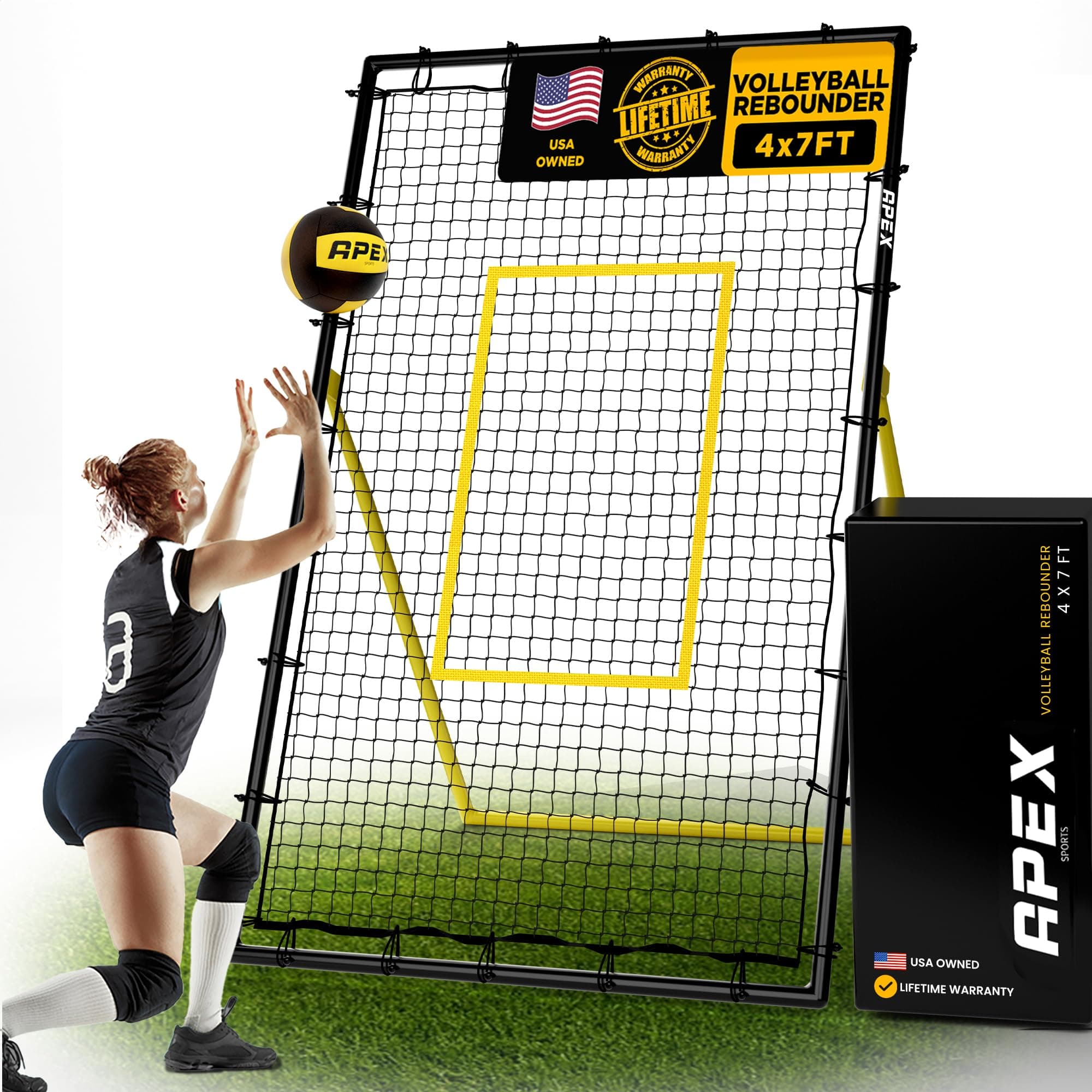Adjustable Volleyball Rebounder Net 7x4 ft – Bounce Back Training Equipment with Angle Customization for Practicing