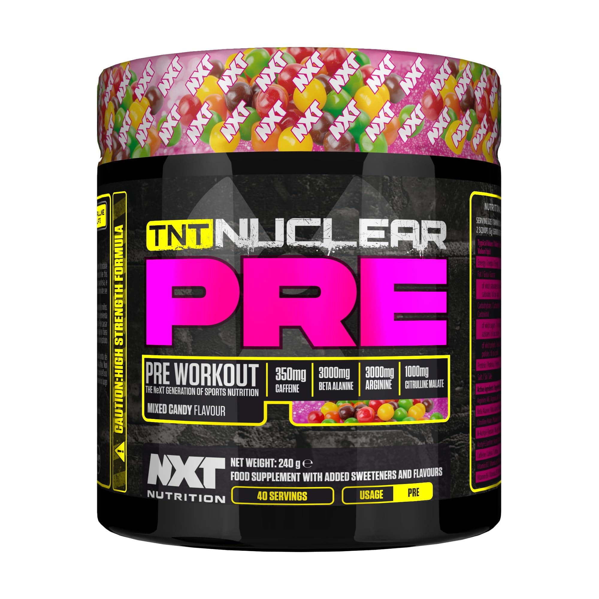 NXT Nutrition TNT Nuclear Pre Workout – Pre Work Out Energy Drink| L-Citrulline, Beta Alanine, Caffeine for Pump, Endurance & Focus - 40 Servings Mixed Candy, Vegan (Mixed Candy)…