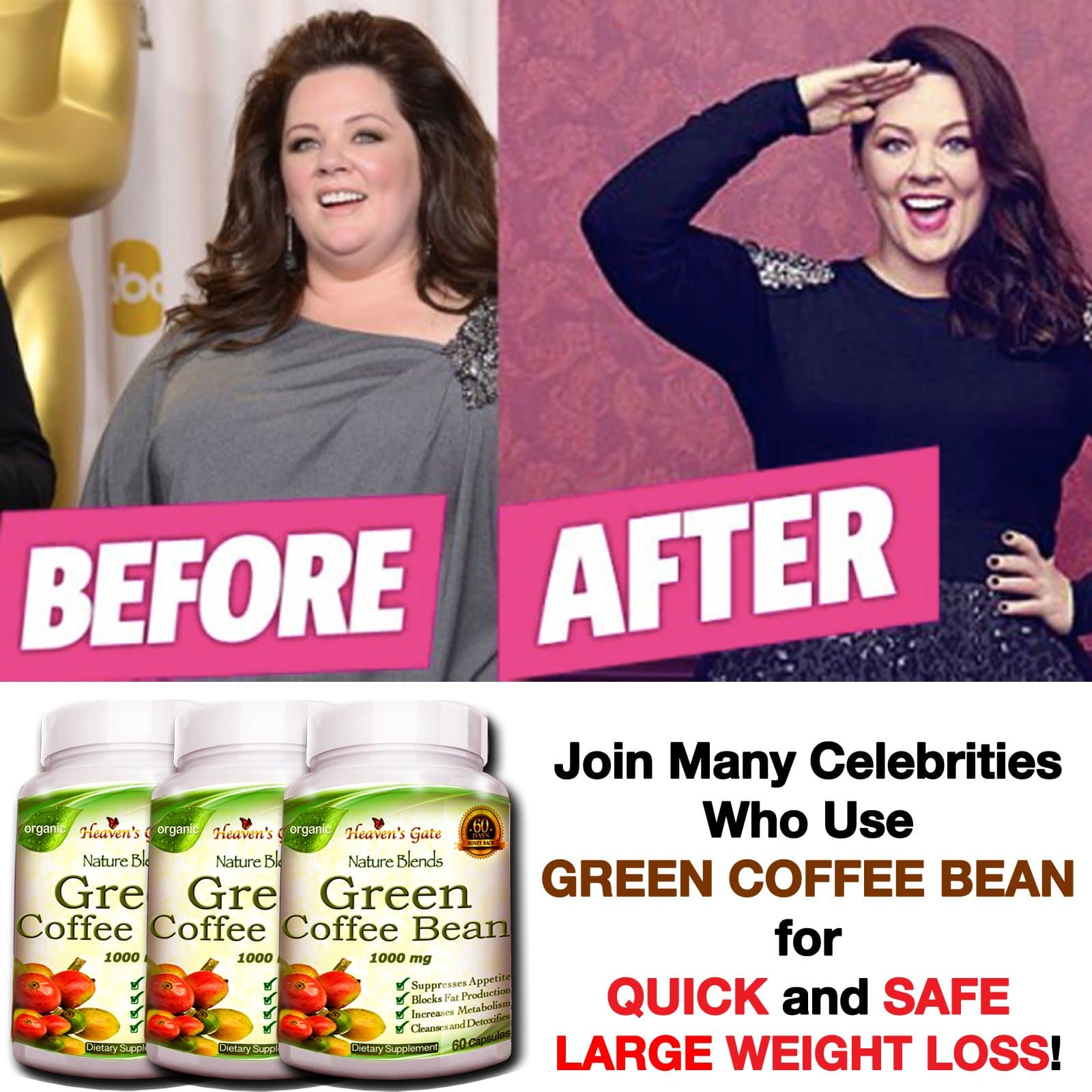 3 Green Coffee Bean Extract - 180 Capsules (1000 mg) 100% Pure - Max Strength Natural GCA Antioxidant Cleanse for Weight Loss
