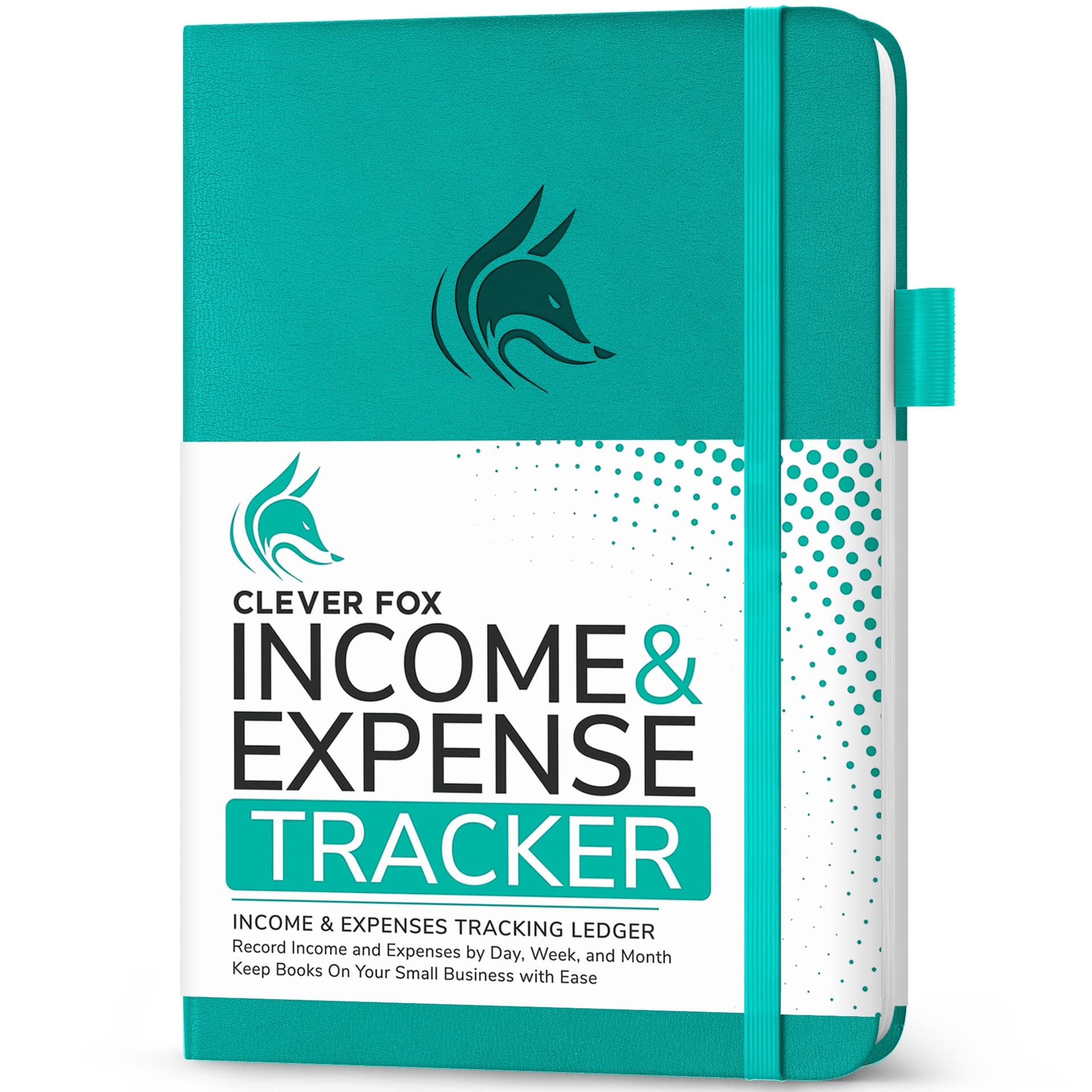 Clever Fox Income & Expense Tracker – Accounting & Bookkeeping Ledger Book for Small Business – 1-Year Record Notebook, A5 (Turquoise)