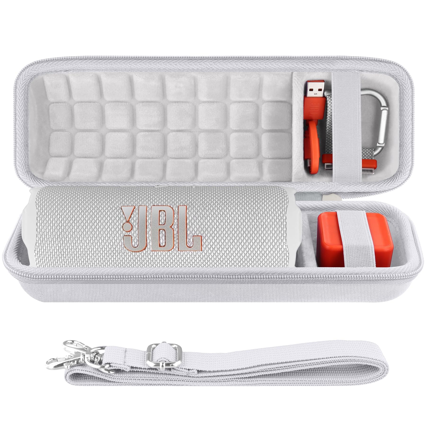 co2CREA Hard Travel Case Replacement for JBL Flip 7 Flip 6 FLIP 5 Waterproof Portable Bluetooth Speaker (White Case)