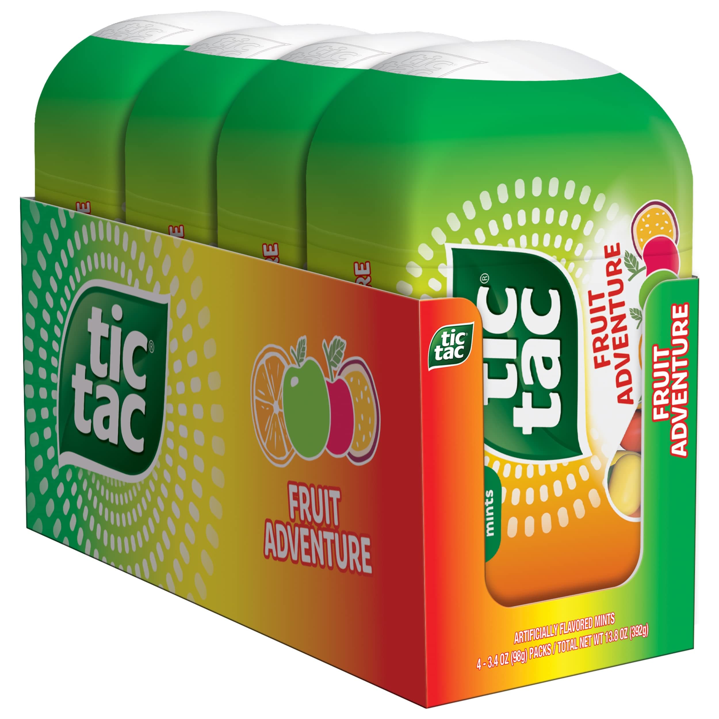 Tic Tac Fresh Breath Mints, Fruit Adventure, 3.4 oz Bottle Packs, 4 Count