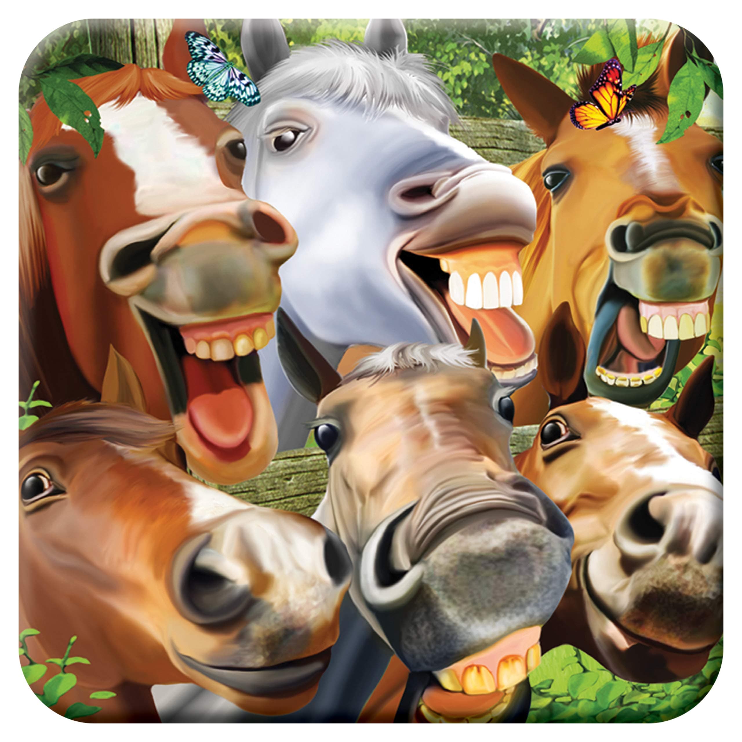 Cork Coaster - Horsing Around from Deluxebase. Drinks Coaster with Lenticular 3D Animal Image. Non-Slip Protective Table Drink Mat for Home Decor and Decorative Accessories.