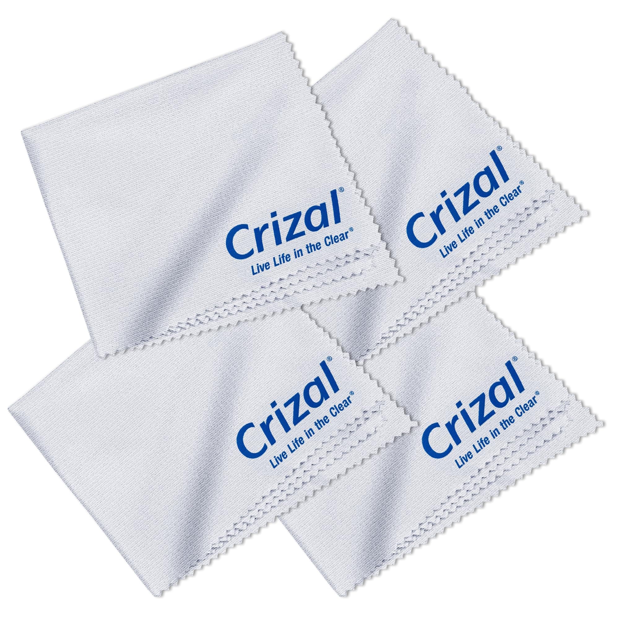 Crizal Microfiber Cleaning Cloths for Eyeglasses – Designed & Tested by CRIZAL® for AR-Coated Lenses – Safe Lens Cleaning Without Scratching-4 Pack