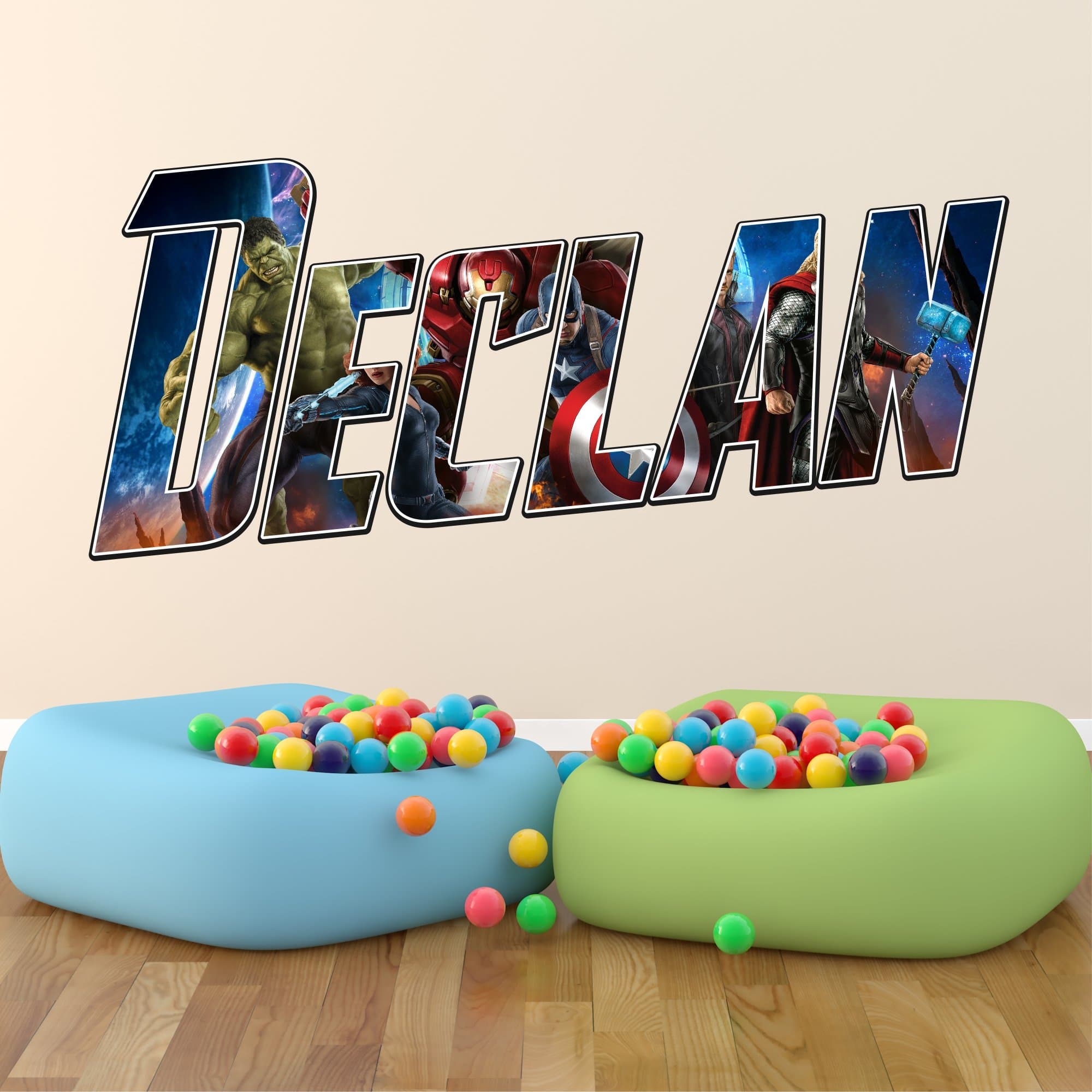 truevis Personalised Avengers Marvel Wall Sticker Mural Graphic Art ANY NAME (1300mm x 400mm)