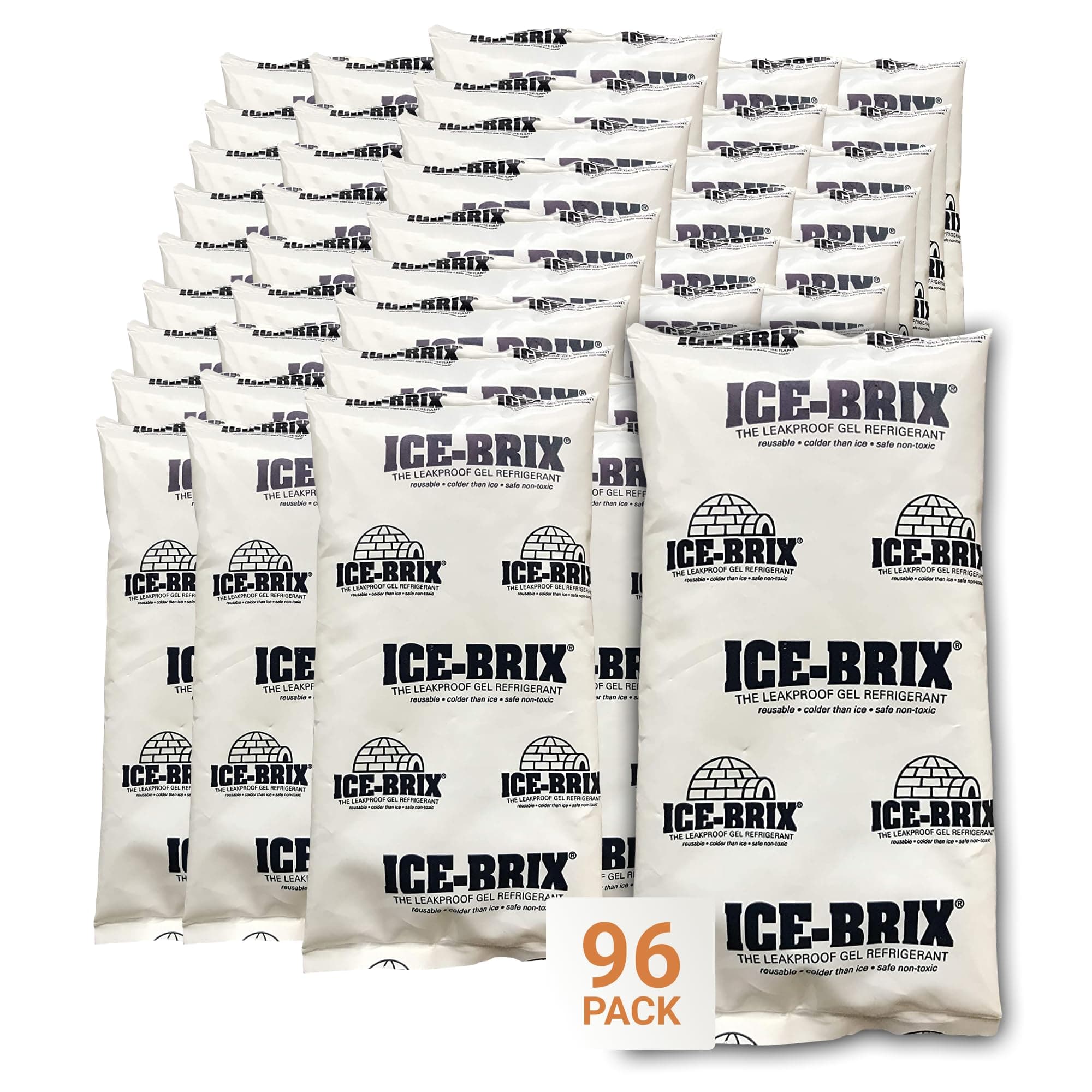 ICE-BRIX Ice Packs for Shipping 5 X 2 3/4" (96 Pack Bulk) Food-Safe Reusable Refrigerant Gel Ice Packs for Lunch Boxes, Coolers & Mailing Perishables; Instant Cold Packs for Shipping