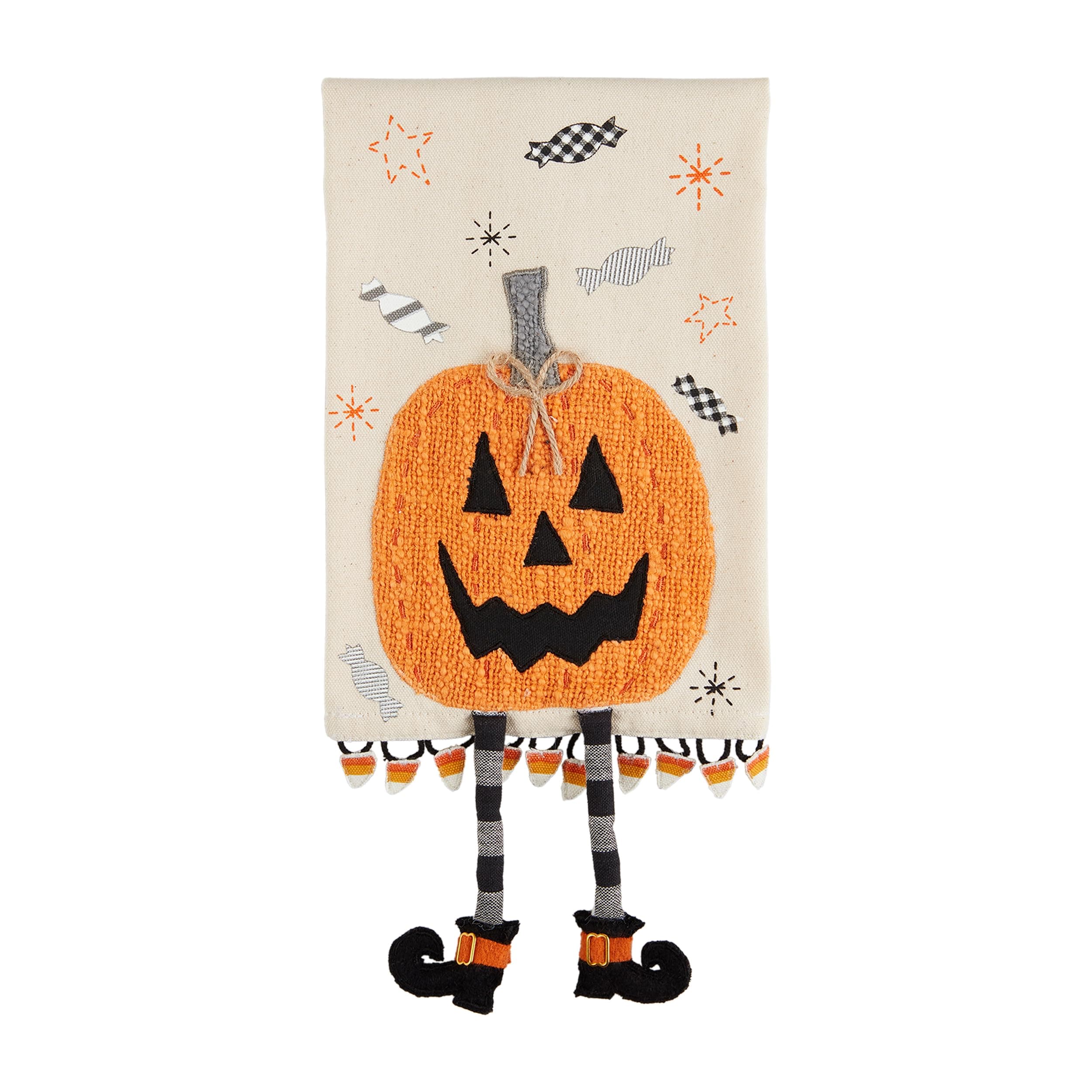 Mud Pie Dangle Leg Towel, Pumpkin, 10.5" x 7"