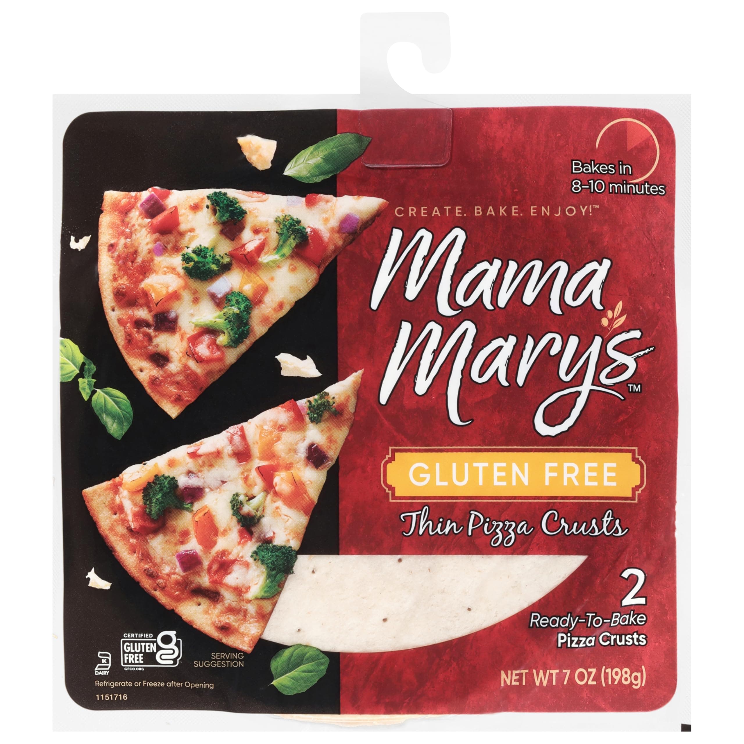 7" Gluten Free Thin Crust Ready to Bake Pizza Crusts, 2 Count