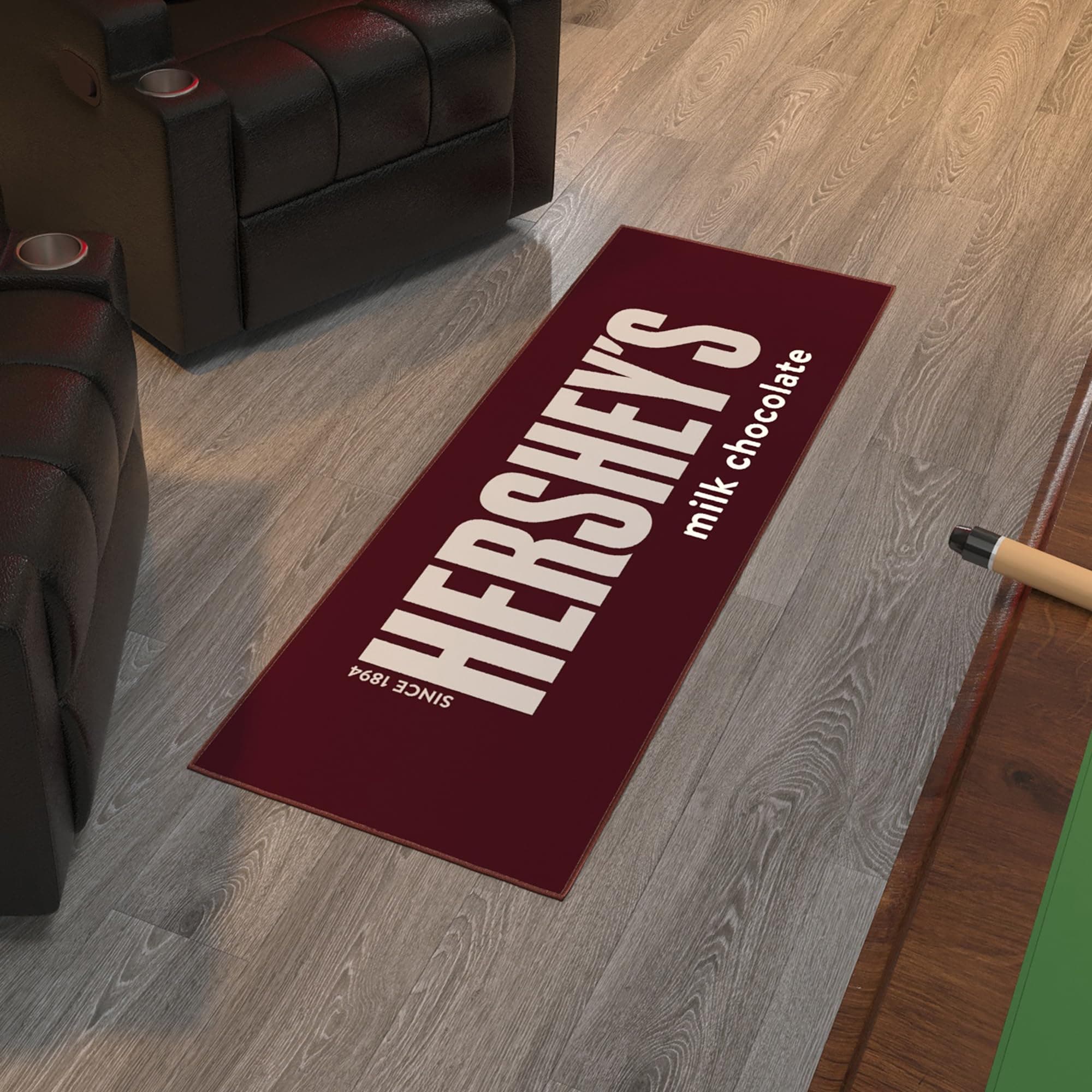 OttomansonHershey Logo Non-Slip Rubberback 2x5 Runner Rugs for Living Room, Man Cave Decor, Hallway Runner, Bedroom Rug, Kitchen Runner Rug, 20" x 59", BrownOEKO-TEX STANDARD 100