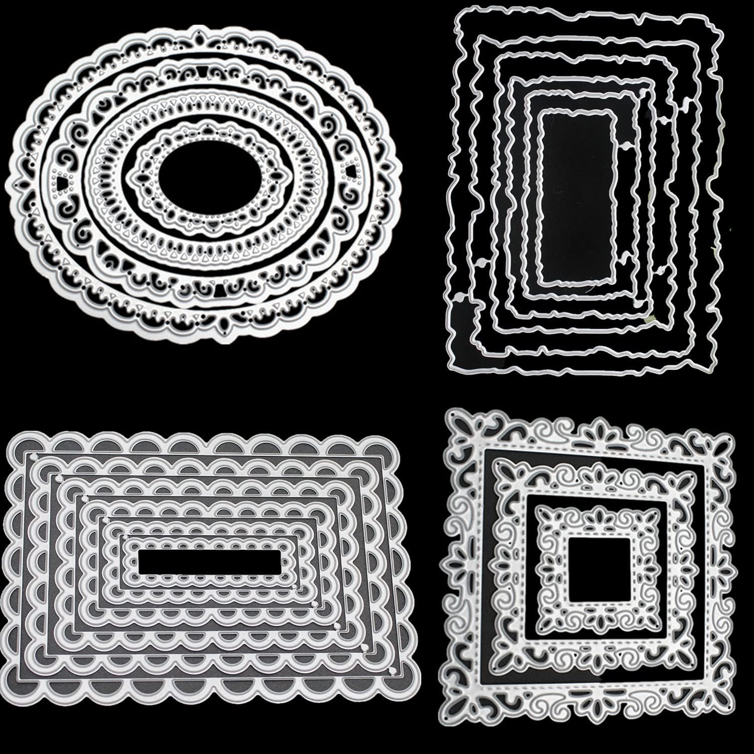 4 Sets Metal Cutting Dies - Frame Dies, Stencils & Moulds for DIY Crafts & Scrapbooking