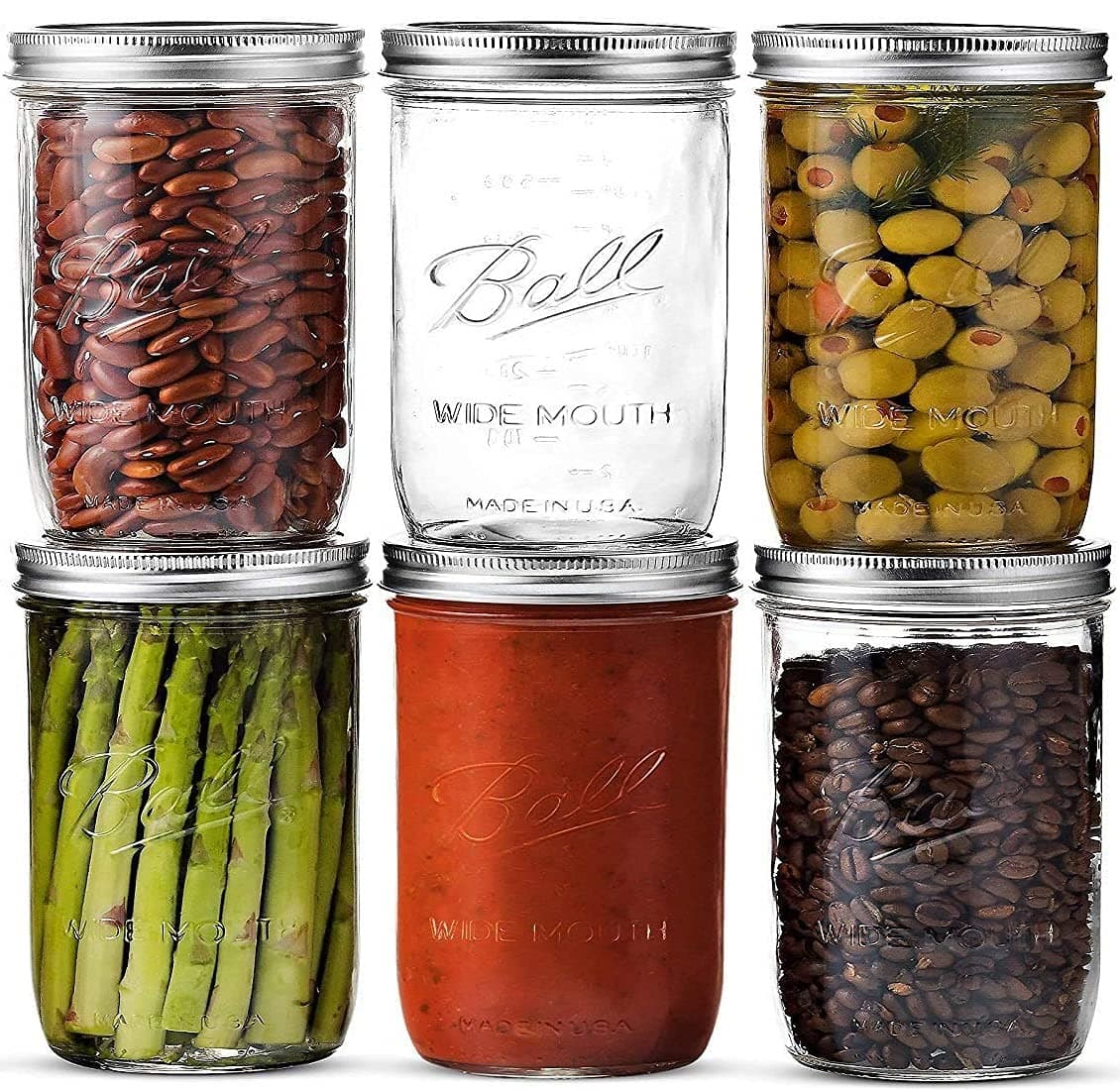 Ash & Roh® - Clear Glass Jar And Container With Air Tight Lid Storage of Spices and Dry Fruit (500 ML SIVER CANNING, 6)