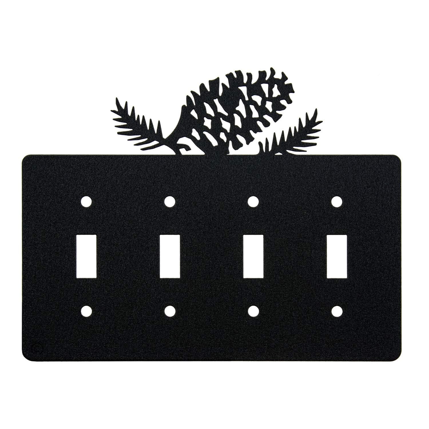 Innovative Fabricators, Inc.Pine Cone Wall Plate Quadruple Toggle Black 811QS