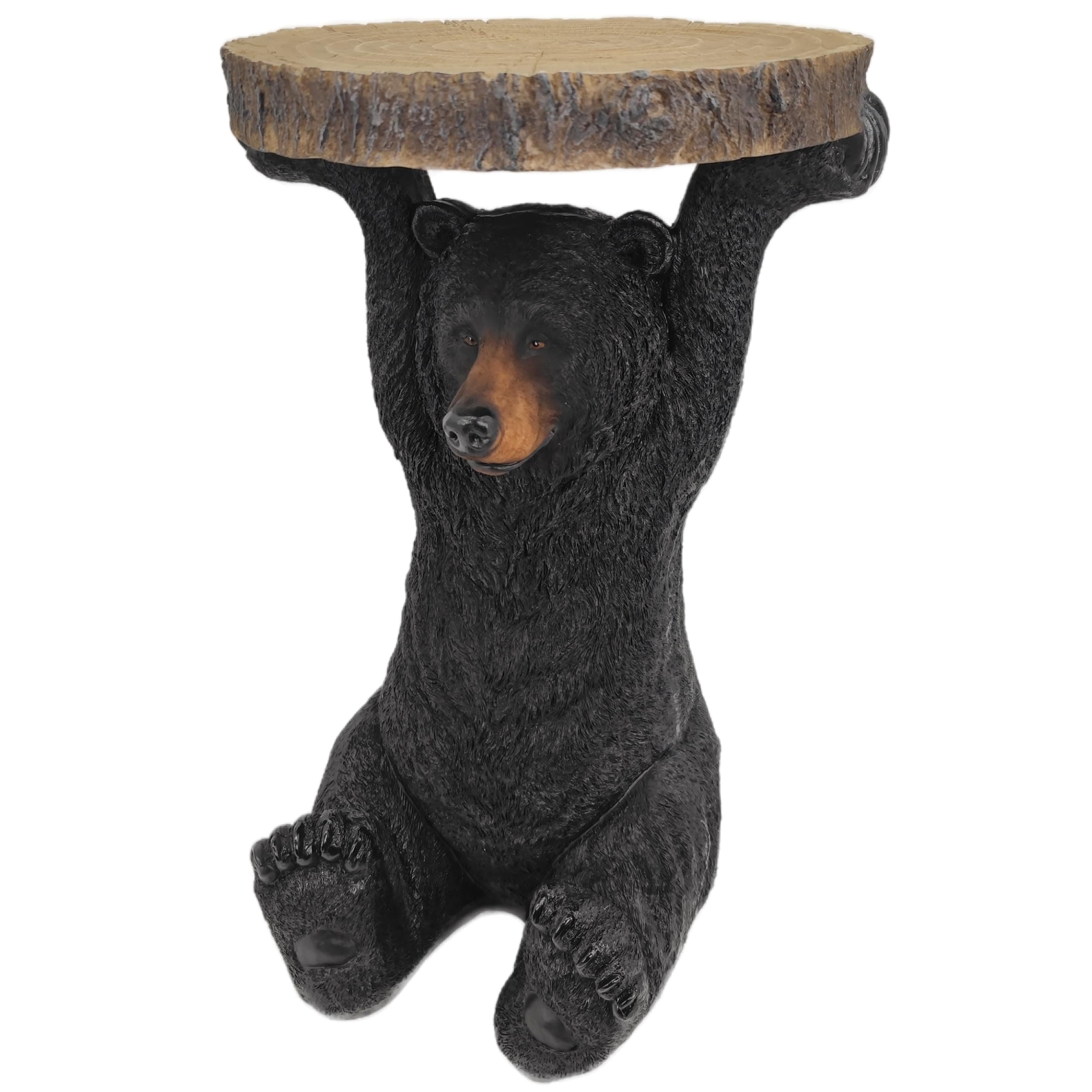 American Black Bear Side Table Pedestal End Table Stool Resin Bear Statue Hand Painted Sculpture Home Office Living Room Decor