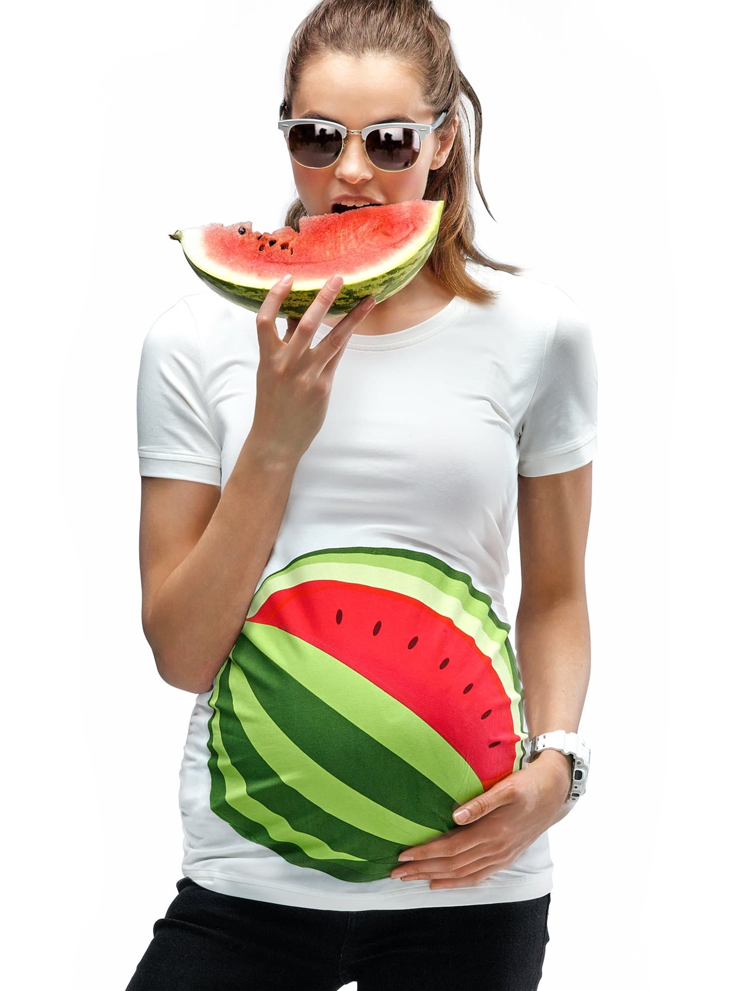 Mamagama Watermelon Bump Maternity T-shirt (Medium)