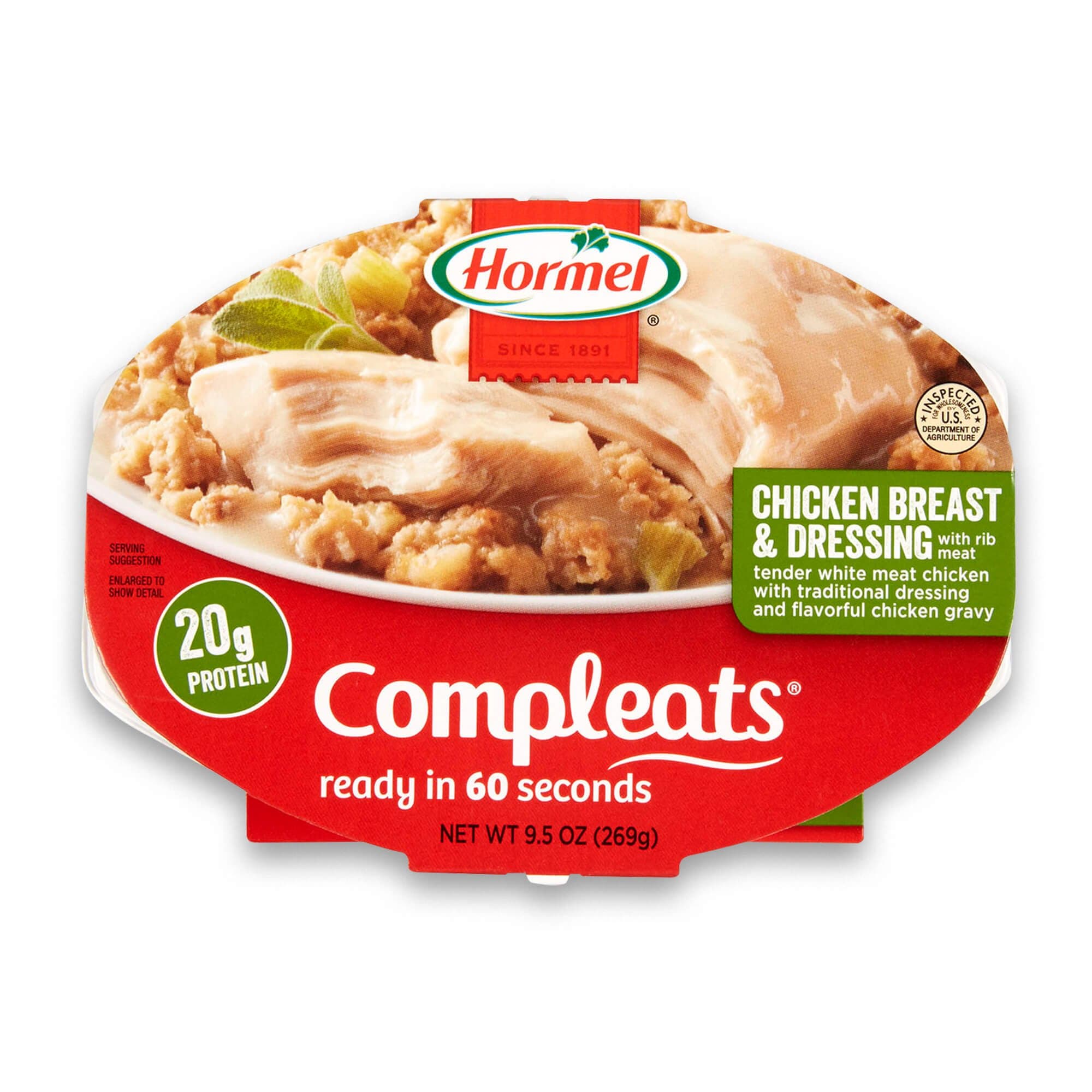 Hormel Compleats Chicken Breast & Dressing, 9.5oz Microwavable Bowls (Pack of 6)