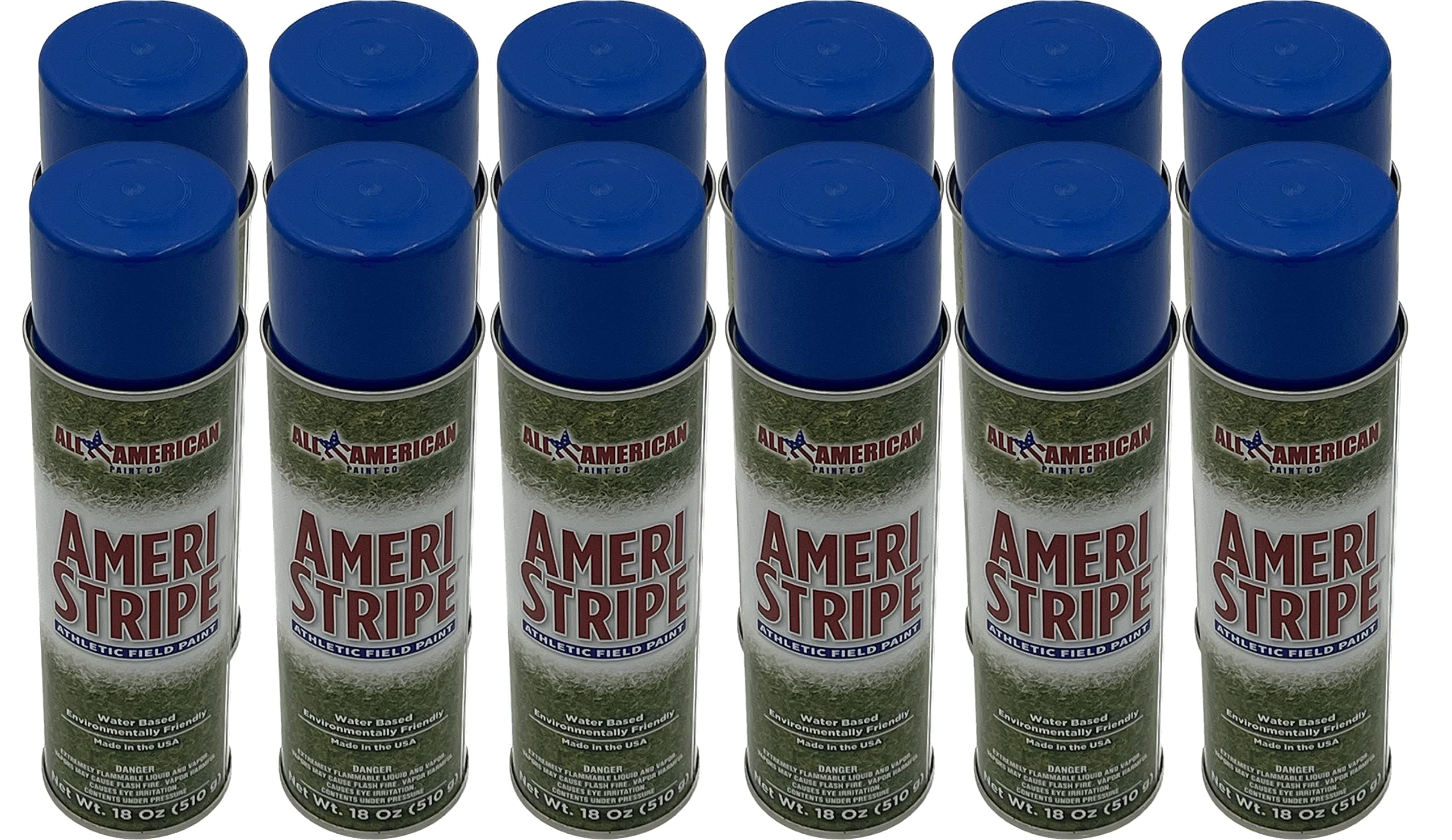 Royal Blue Athletic Field Marking Paint, 12 Cans (18 oz Each) - Resistant, Fast-Drying, Grass & Line Striping Aerosol Paint - Pro-Quality, Eco-Friendly Water Based Formula for Soccer, Football, Baseball Fields, & More