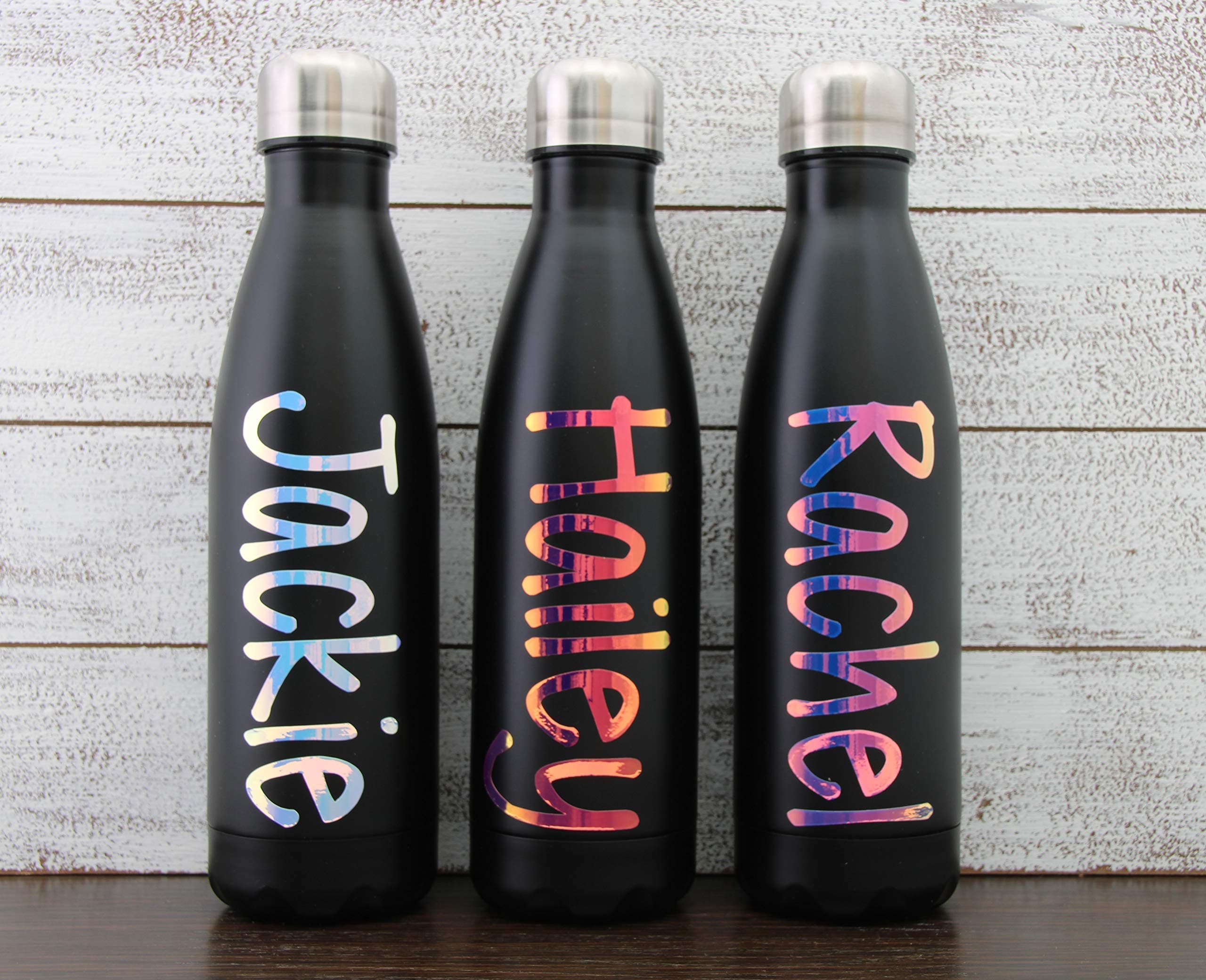 Personalized 17 oz Stainless Water Bottle Tumbler with Custom Monogram Vinyl Decal by Avito