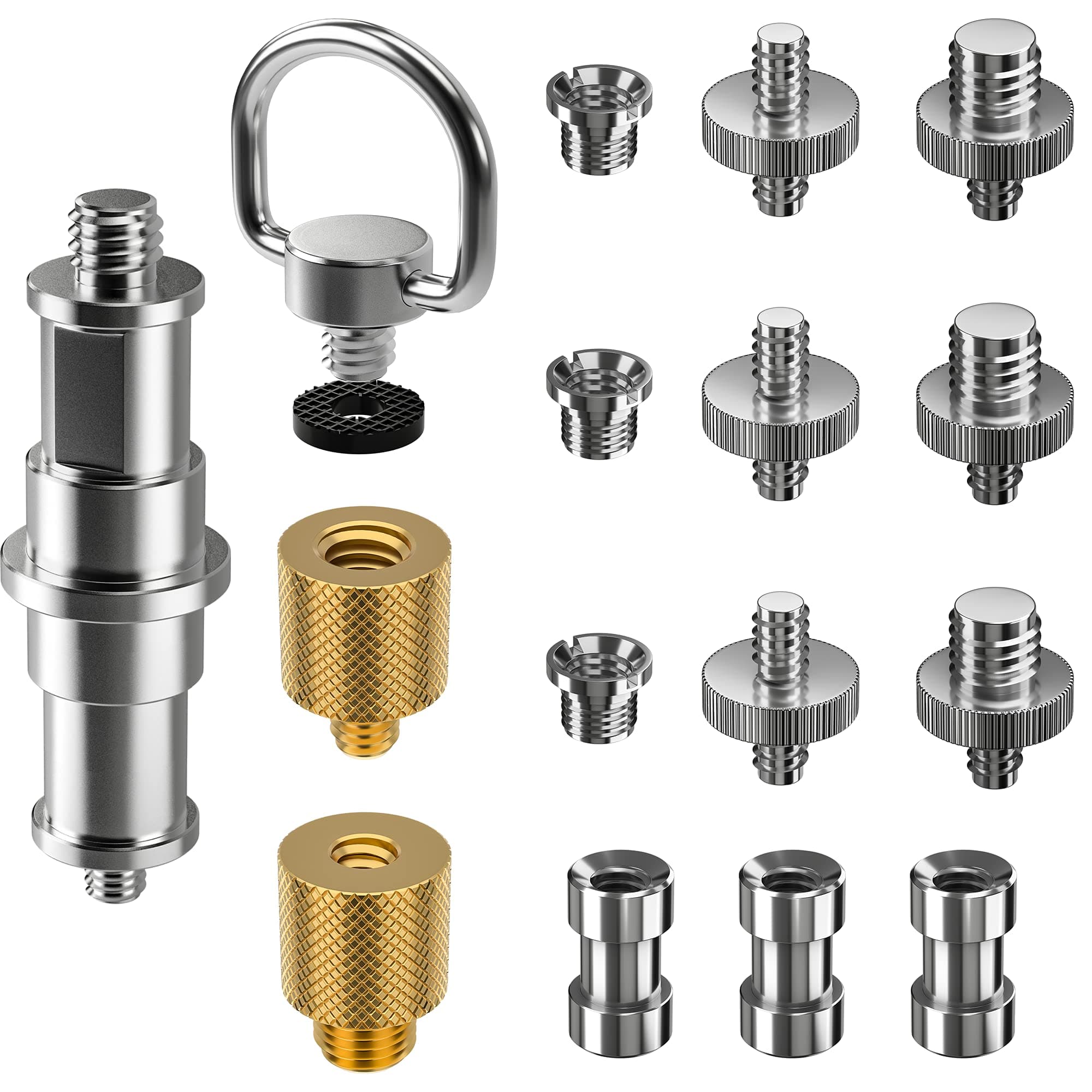 Ventvinal 16pcs Camera Screw Adapter, 1/4 to 3/8 Adapter Male Female Tripod Adapter Replacement Set for DSLR, Tripod, Shoulder Rig, Lighting Equipment, Camera Cage, LED Panel, Monopod, Ballhead