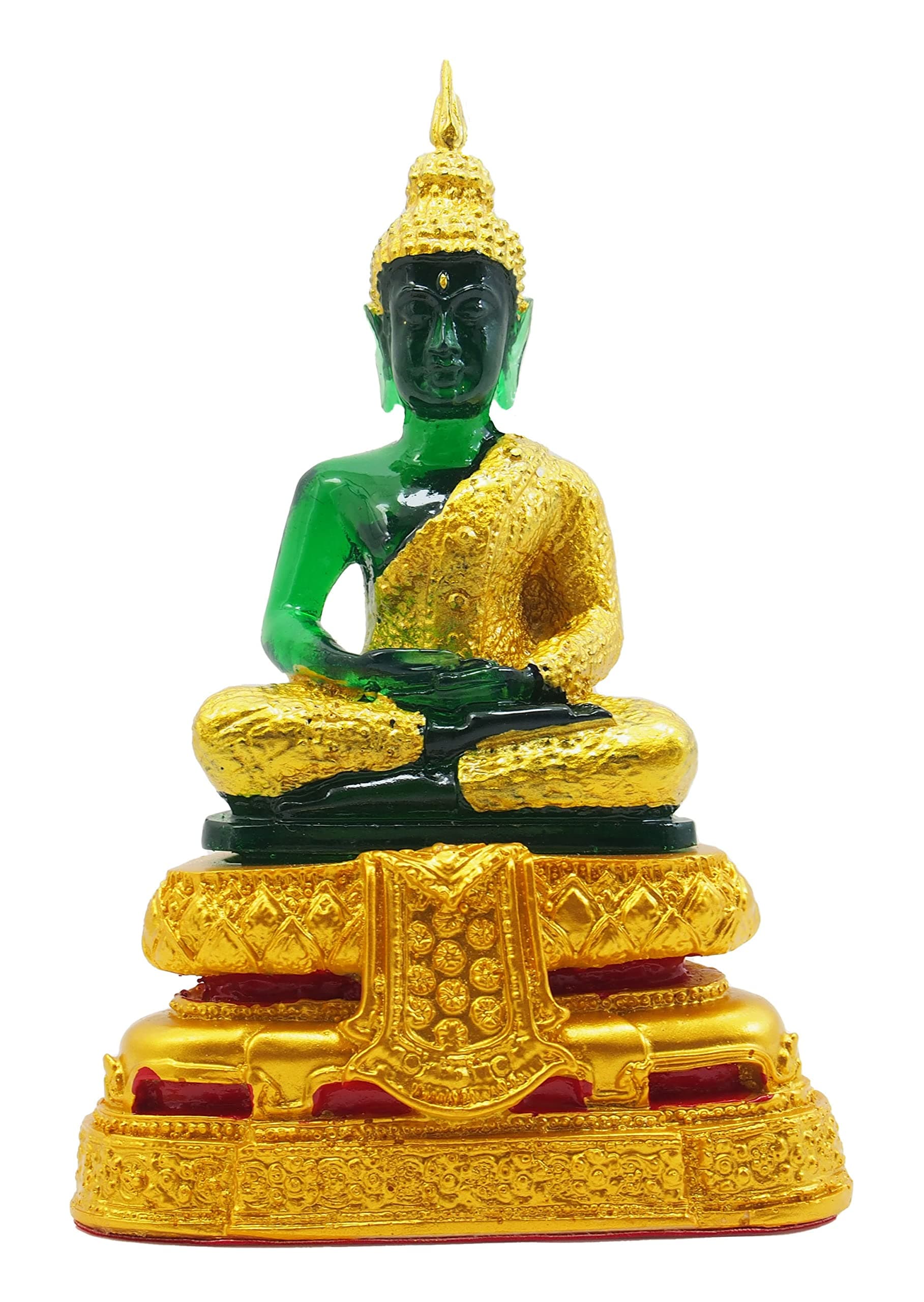 BUDDHO Emerald Buddha Statue Meditation 7" H. Jade Buddha Statue Thai Buddha Statue for Home Decor Buddha Figurines (Rainy)