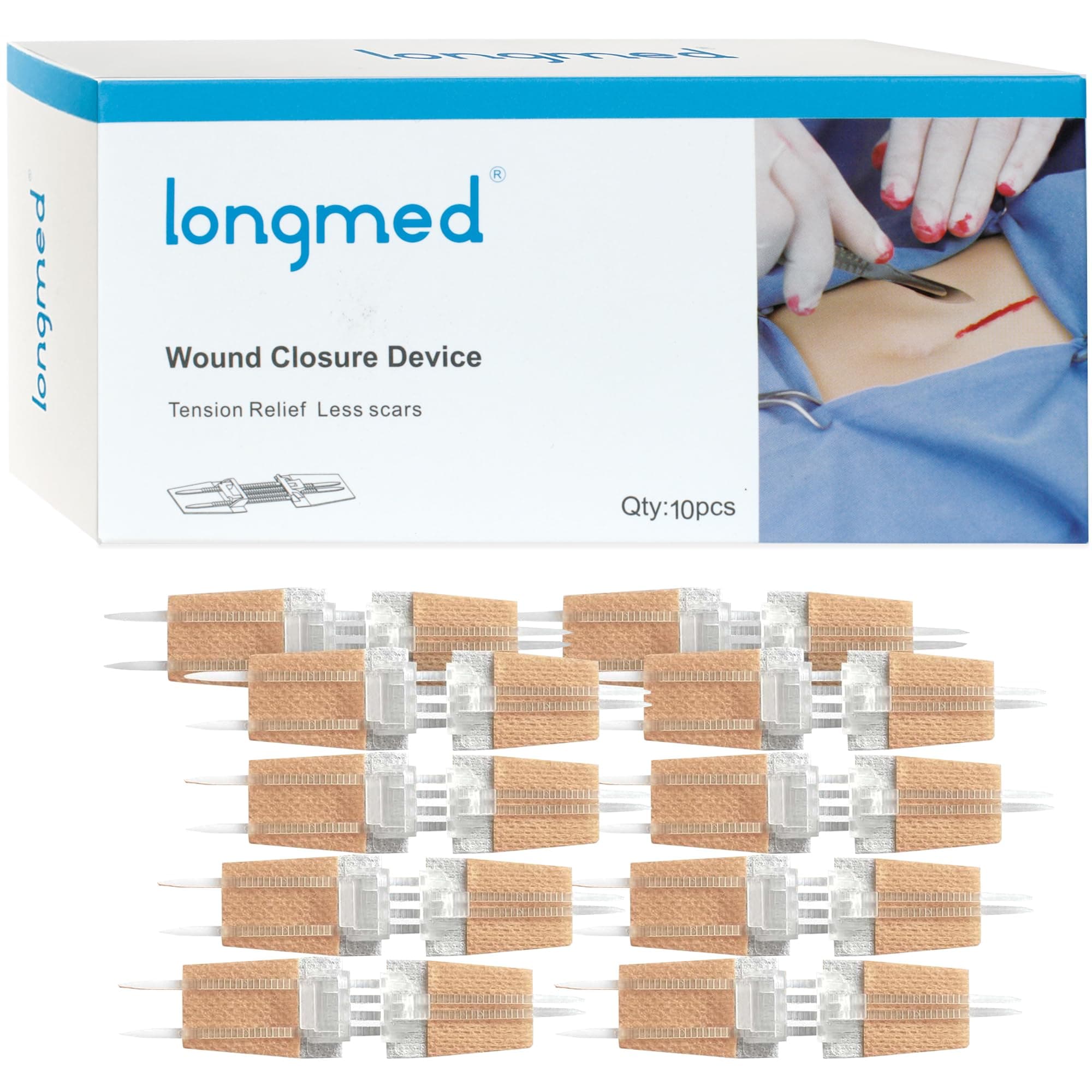 Emergency Wound Closures - 10 Pcs Zipper Wound Closure Device Painless Stitch Sutures Laceration Repair Without Stitches Adhesive Bandages for First Aid Wound Care(Factory Direct Sale)