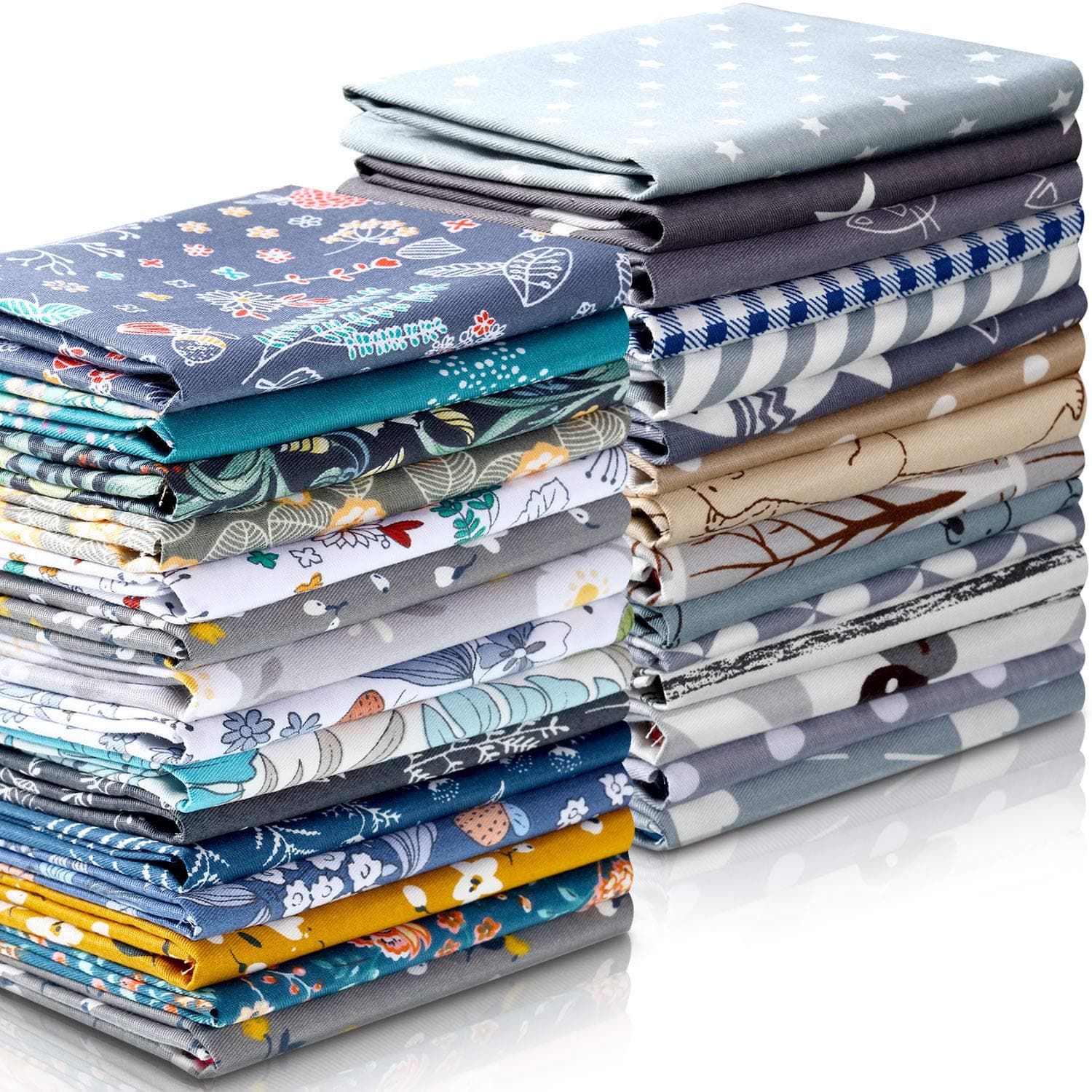 Tatuo 30 Pieces 10 x 10 Inches Spring Cotton Fabric Bundle Squares Patchwork Floral Fabric Sewing Quilting Bundles Assorted Pattern Cloth for DIY Scrapbook Craft Making
