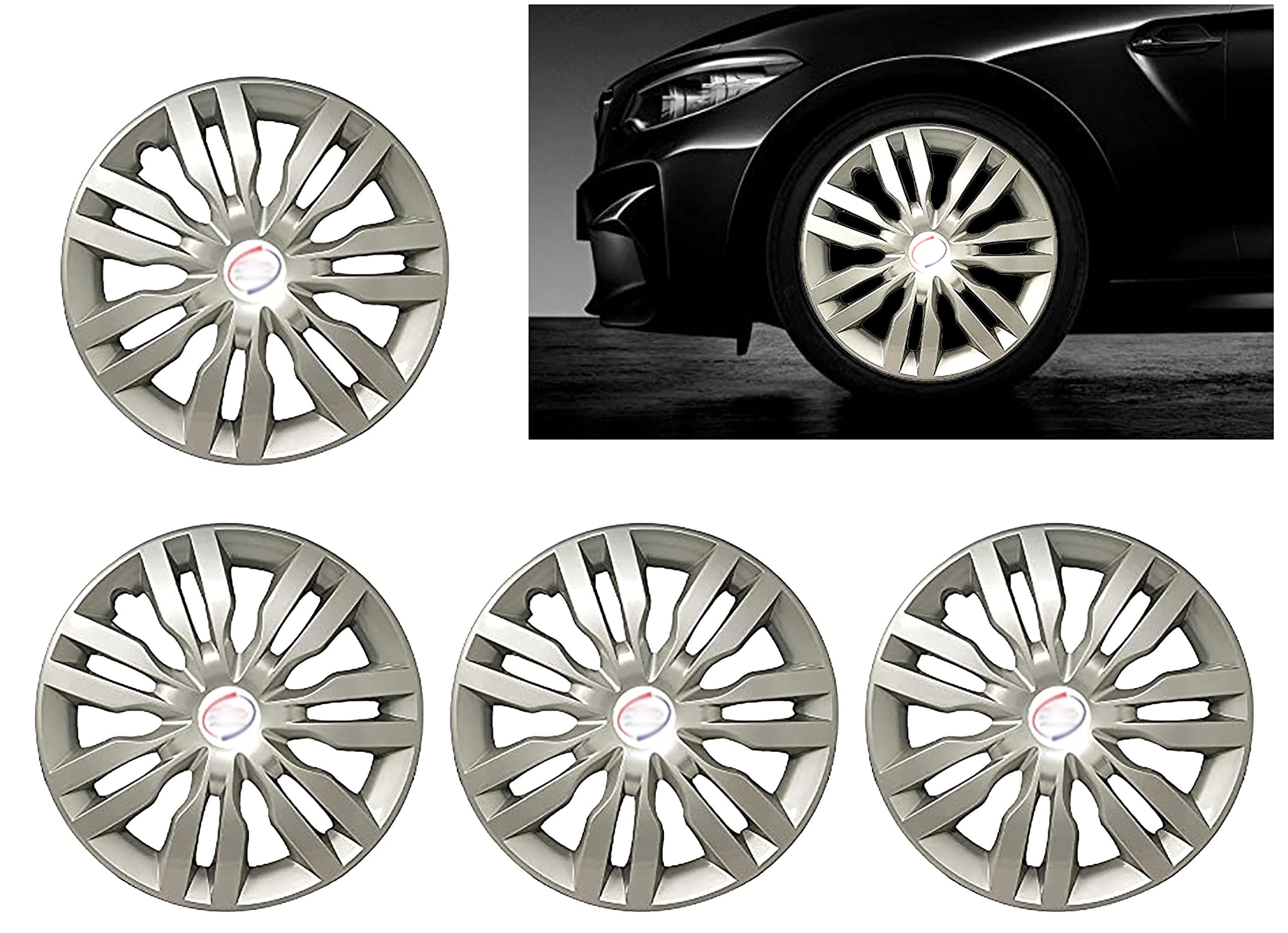 Autopearl Car Full Silver Wheel Cover Caps 14" Press Type Fitting for Ford Fiesta Classic
