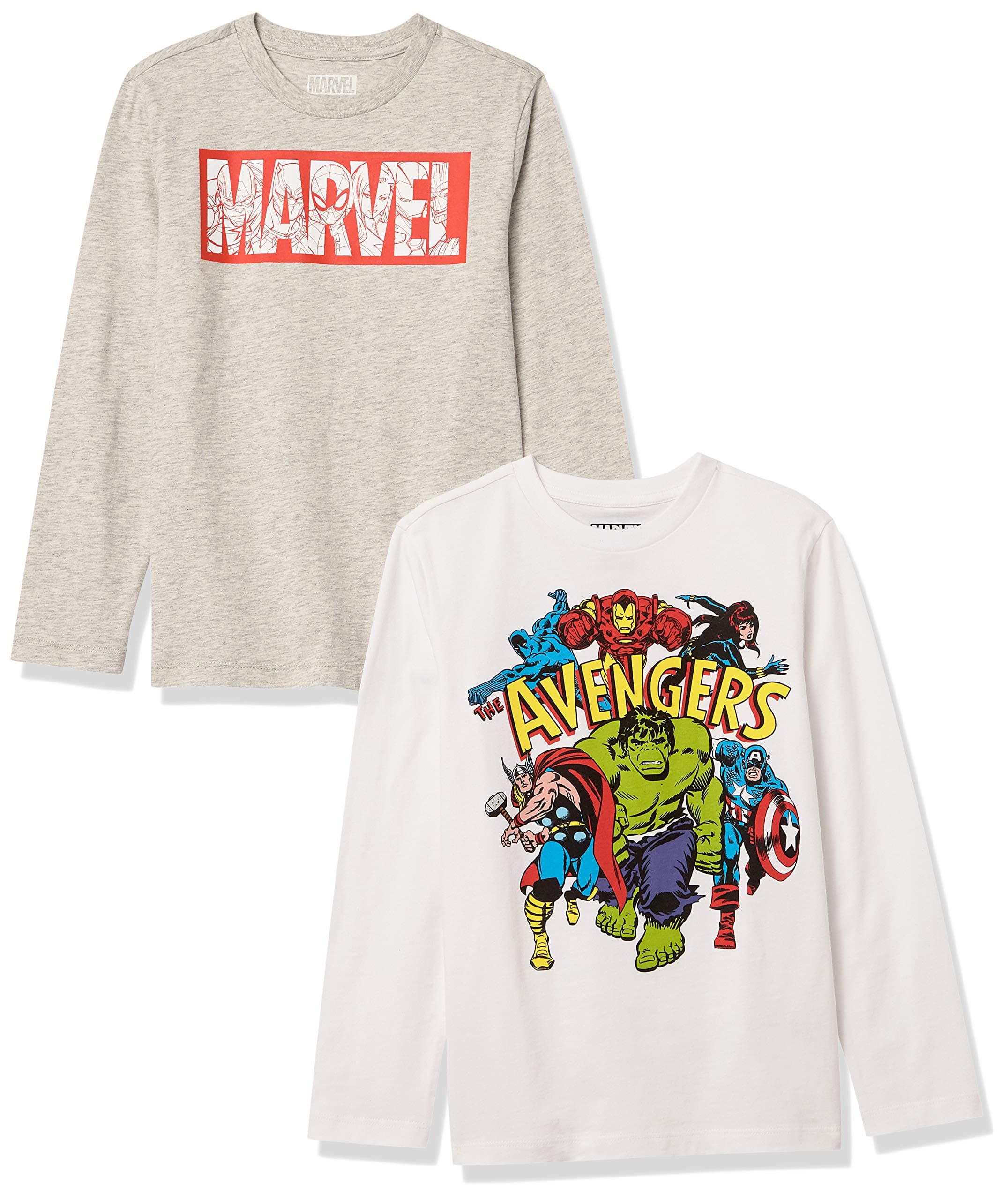 Amazon Essentials Disney | Marvel | Star Wars Boys' Long-Sleeve T-Shirts, Pack of 2