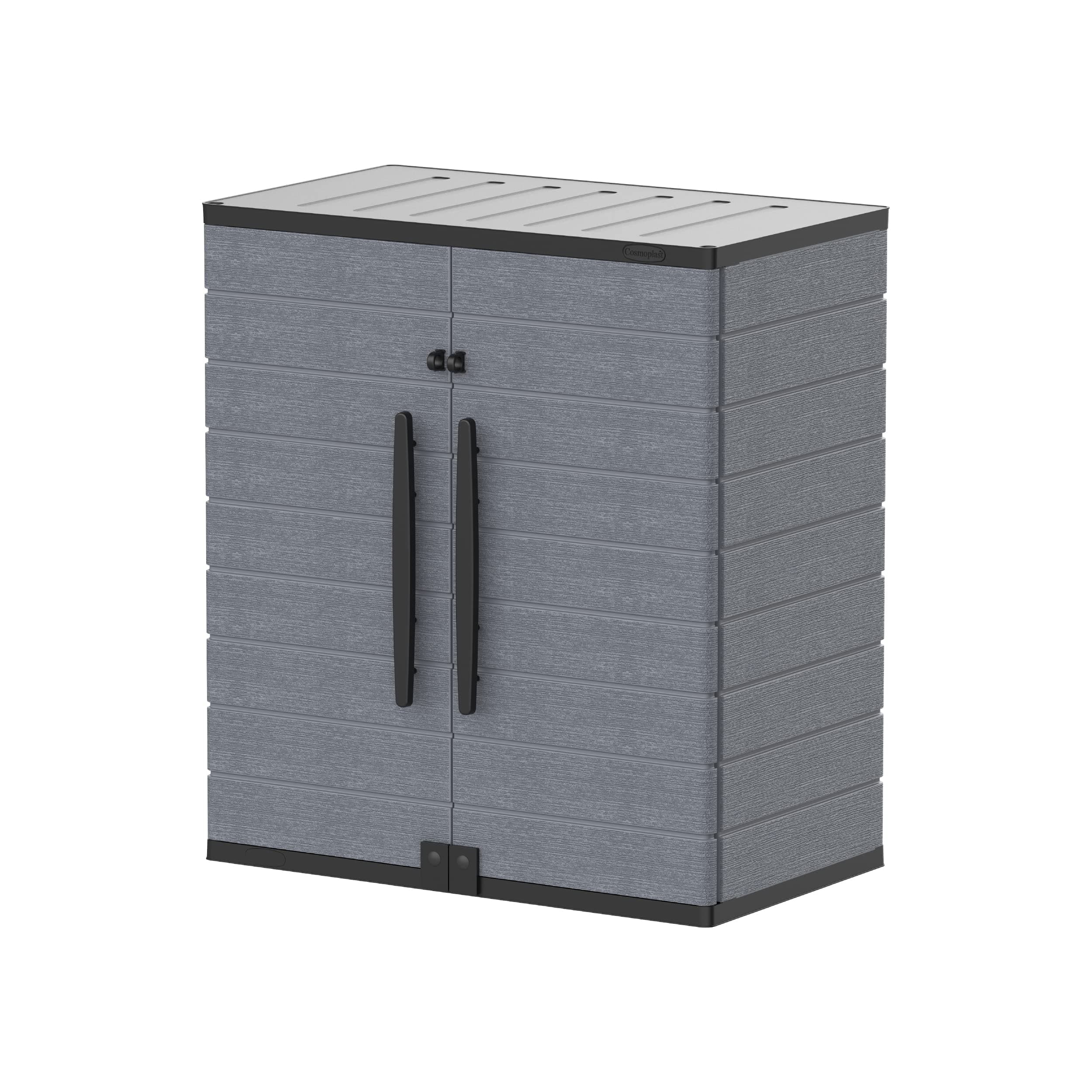 Cosmoplast Cedargrain Vertical Storage Short Cabinet, Dark Grey