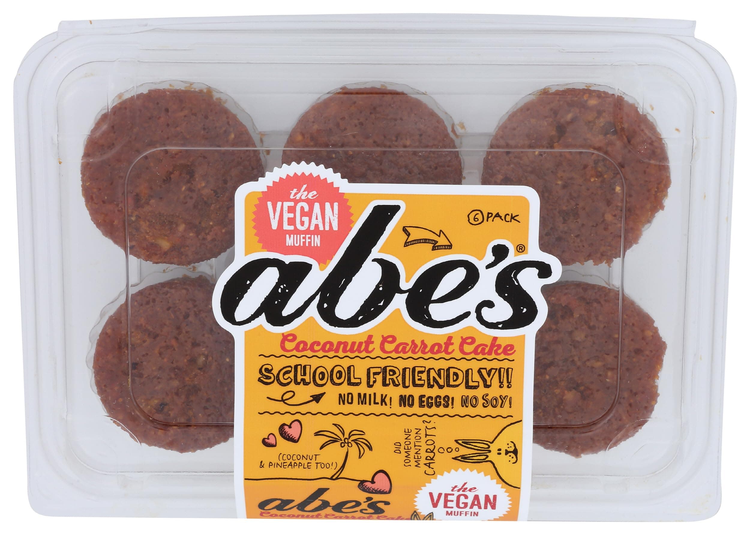 Abe's, Vegan Coconut Carrot Mini Muffins, 6 Pack