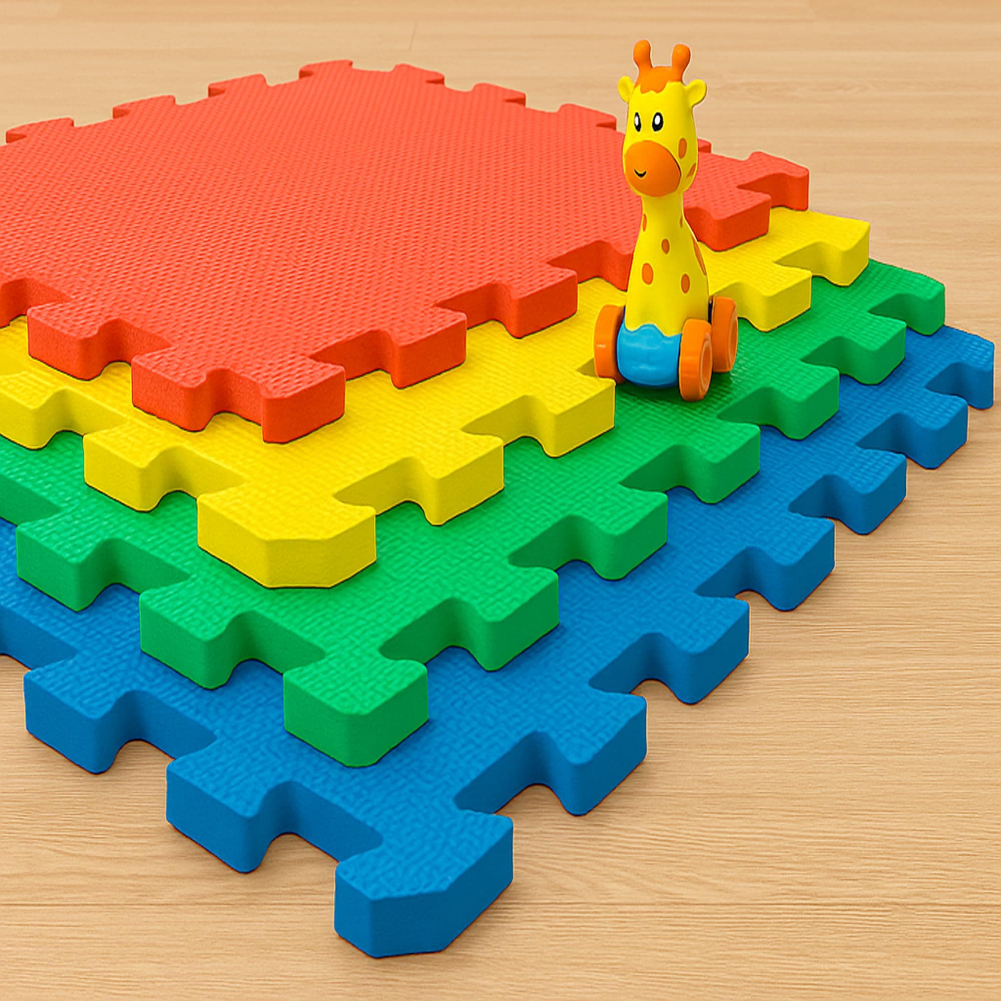 LILTOES EVA Interlocking Play Mat -12 mm Thick | Floor mat for Kids - Set of 8 Tiles (Multicolour)