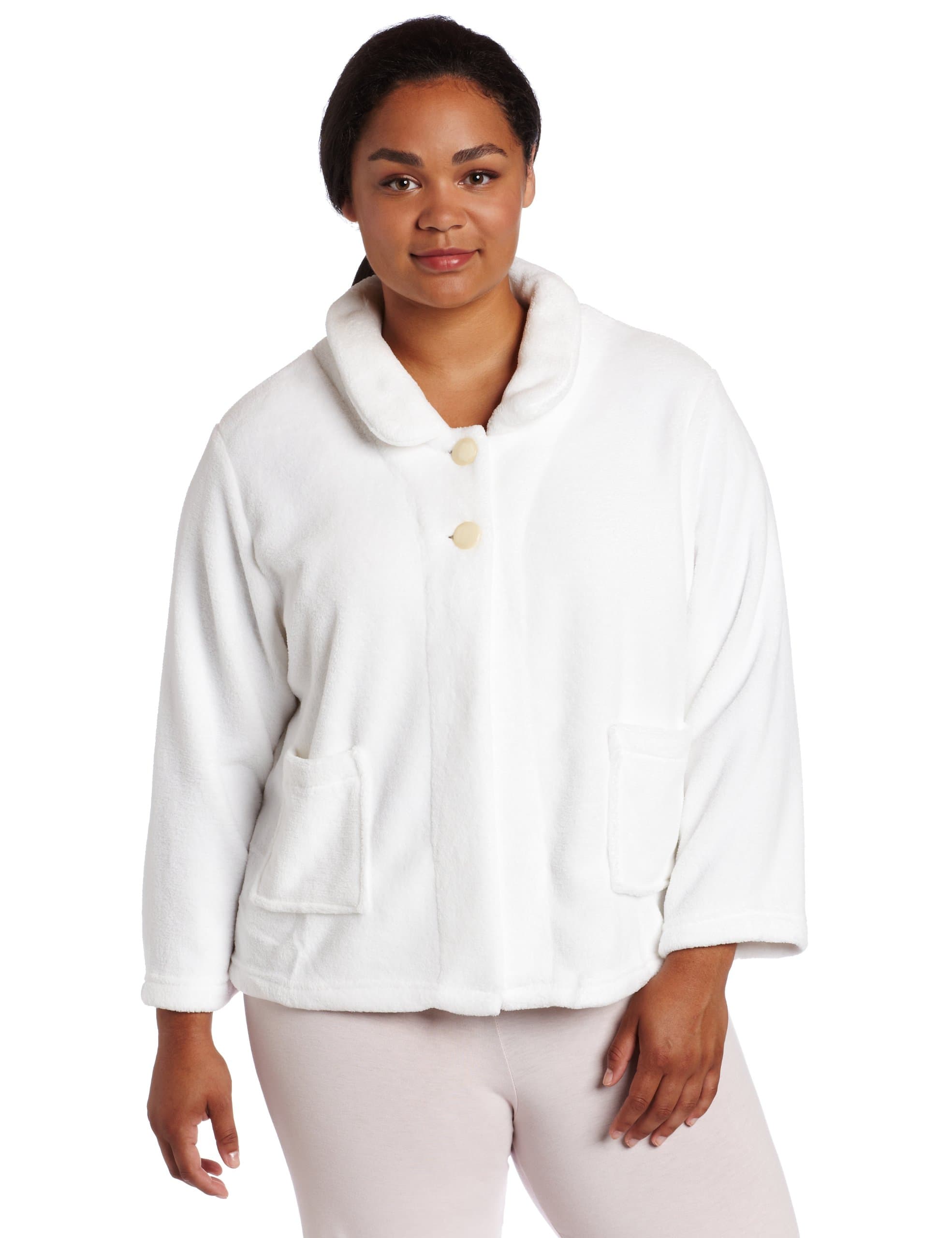 CASUAL MOMENTSWomen's Plus Size Bed Jacket-Peter Pan Collar Robe